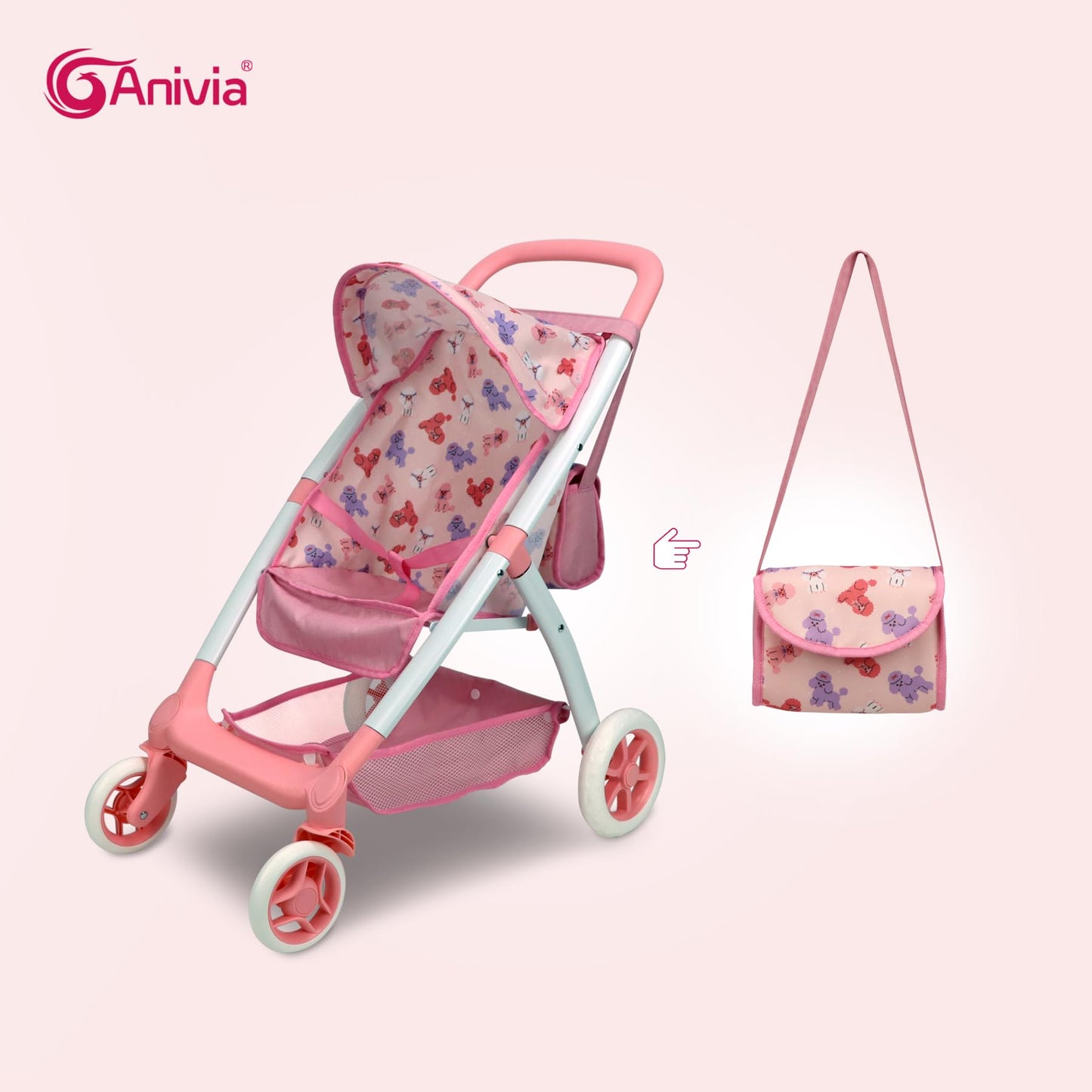ANIVIA Baby Doll Stroller, Toy Carriage for Kids Baby Doll Stroller for 18 inches American Girl Dolls with Multi Function