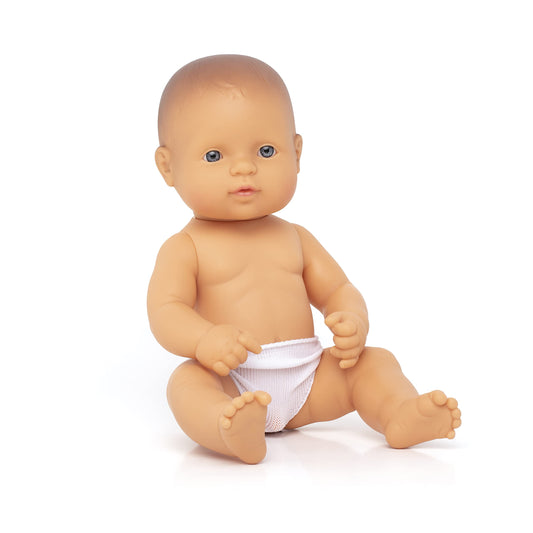 Miniland Realistic Baby Doll with Anatomically Correct Features, Reborn Baby Dolls, Cute Scented Hard Body with Vanilla Perfume, Comes in Polybag, 12 5/8 inches Tall | Caucasian Boy