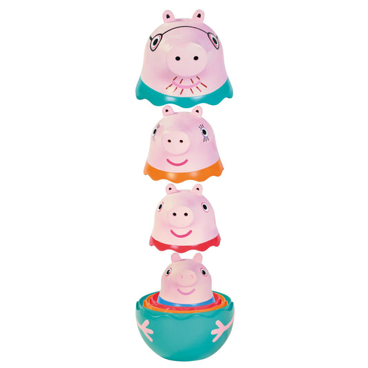 TOMY Toomies Peppa Pig - Peppa’s Nesting Family - Includes Peppa Pig, Mummy Pig, Daddy Pig and George - Nesting, Sorting & Pouring Toy - Ages 18 Months and Up