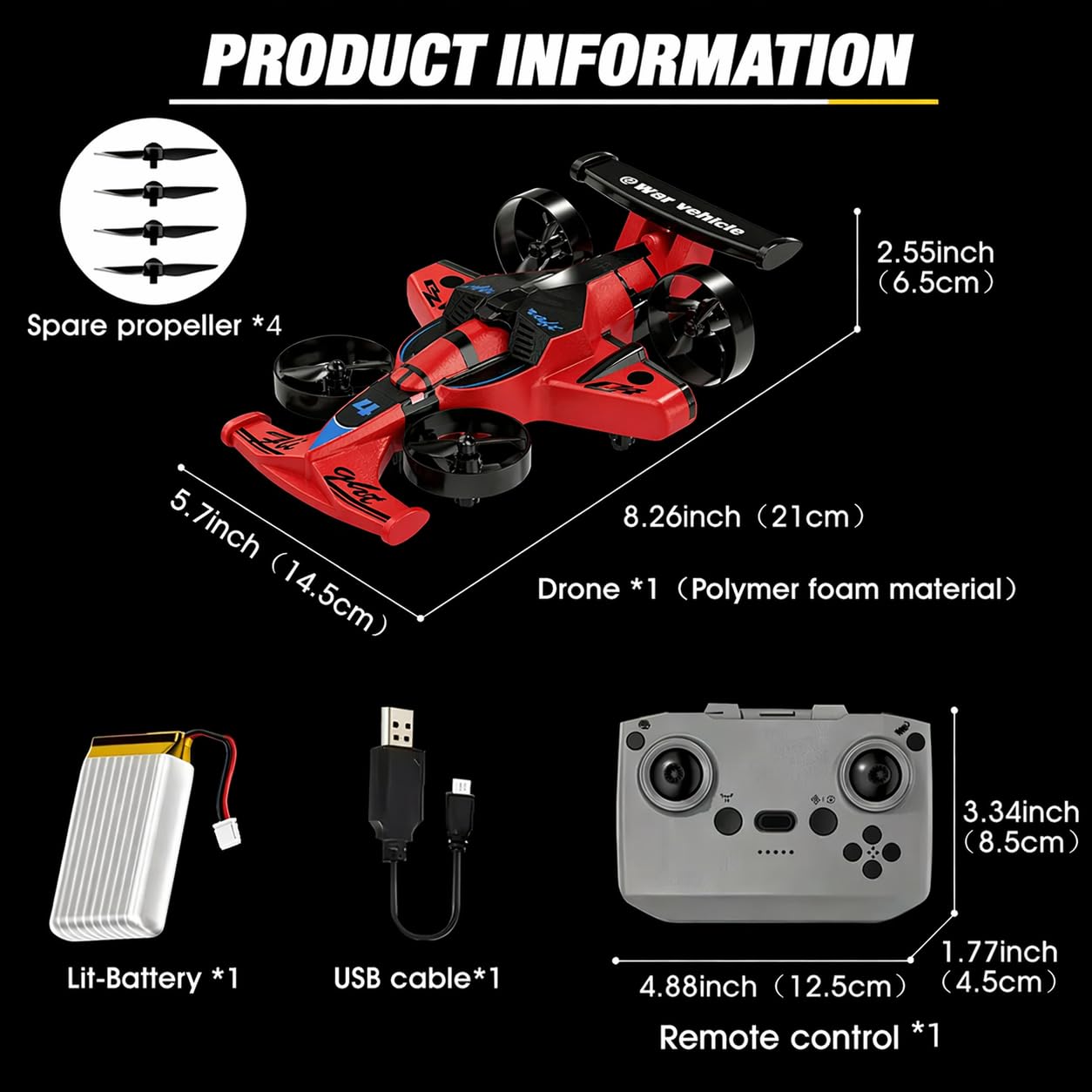 WAWALOL RC Flying Car and Airplane Toy, Toys for Boys and Girls, Jet-Style Helicopter Drone with 360° Flip Capability, Stunt Racing Aircraft, Gifts for Boys and Girls Ages 4, 6, 8, 12