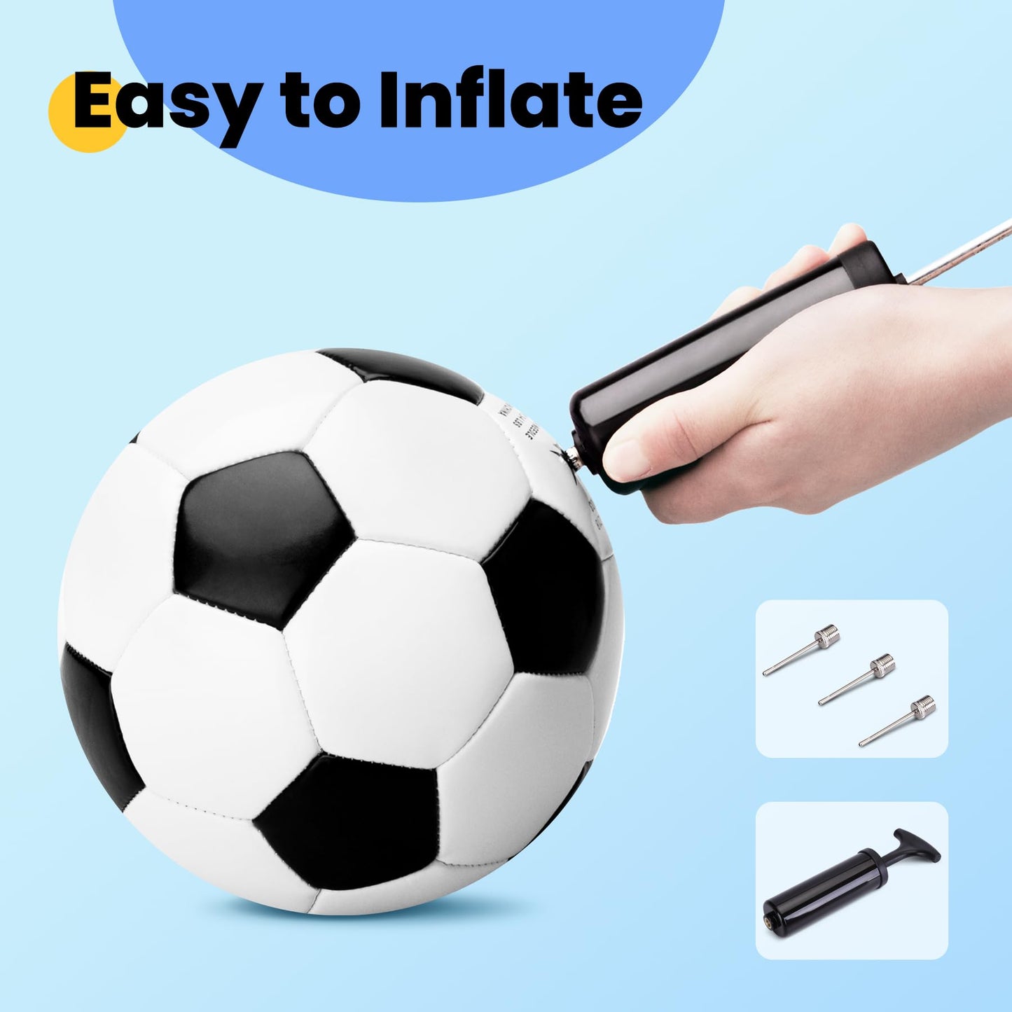 INPODAK Toddler Soccer Ball Size 3, Black and White Classic Balls for Kids 2-8 with Pump, Mesh Bag Great Gift for Birthdays Parties