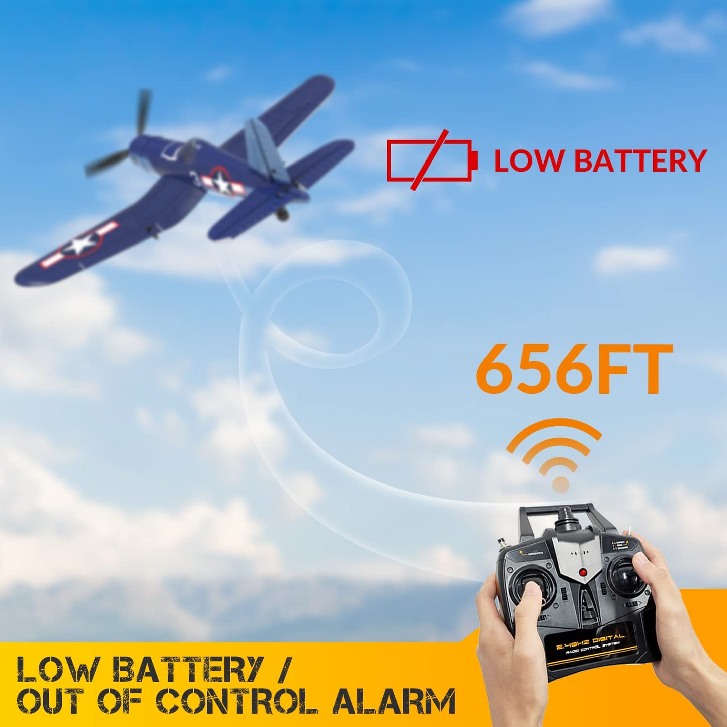 RCSHOBBY RC Plane 4-CH Remote Control Airplane F4U Corsair RTF Aircraft with One-Key Aerobatic and 6-axis Stabilizer,Ready to Fly RC Airplane for Beginner, Ideal Gift for Adults