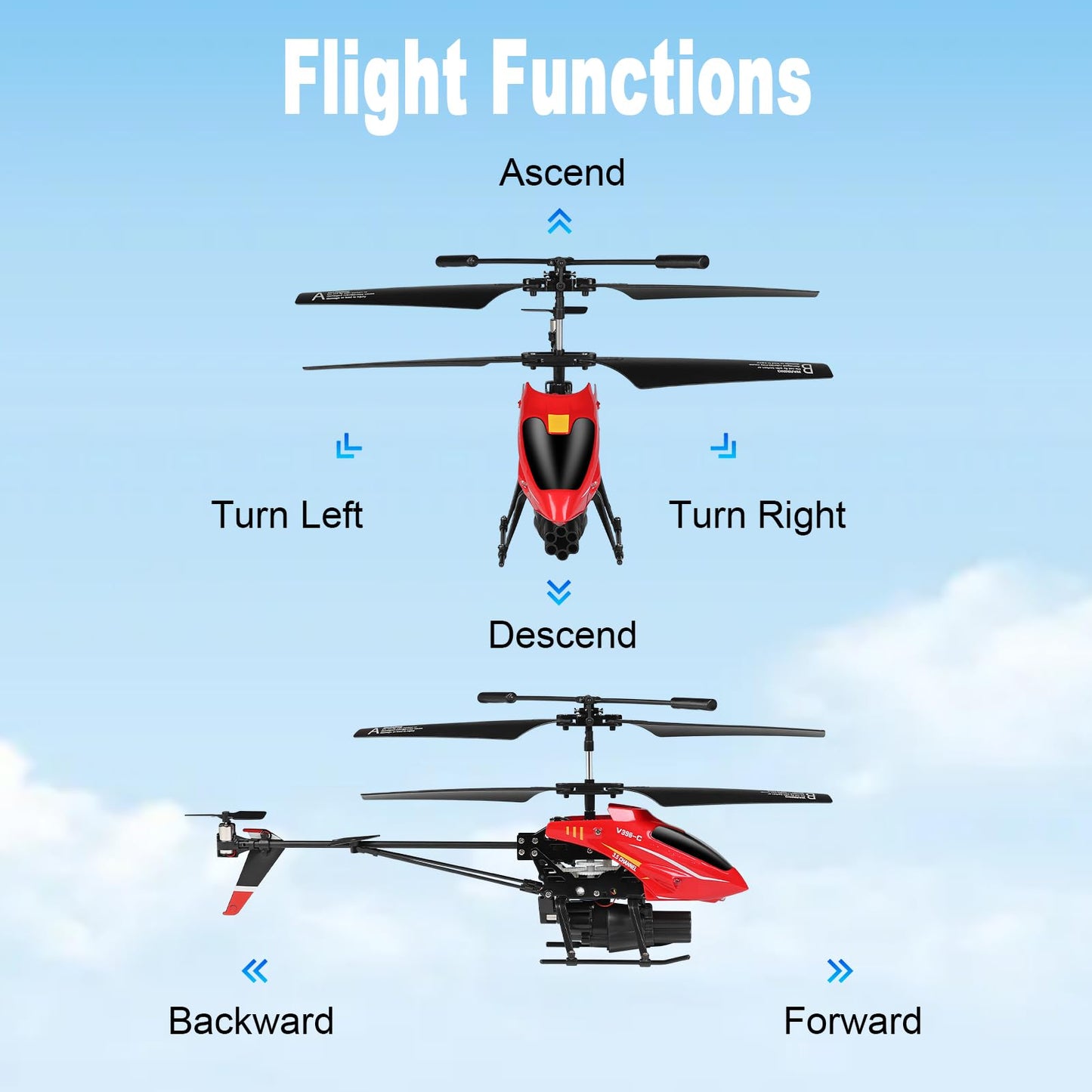 GoolRC Remote Control Helicopter, WLtoys V398-C 3.5 Channel RC Helicopter with 6-Axis Gyroscope, Altitude Hold, LED Light, Simulate Firing, 2.4GHz Flying Toys for Beginners