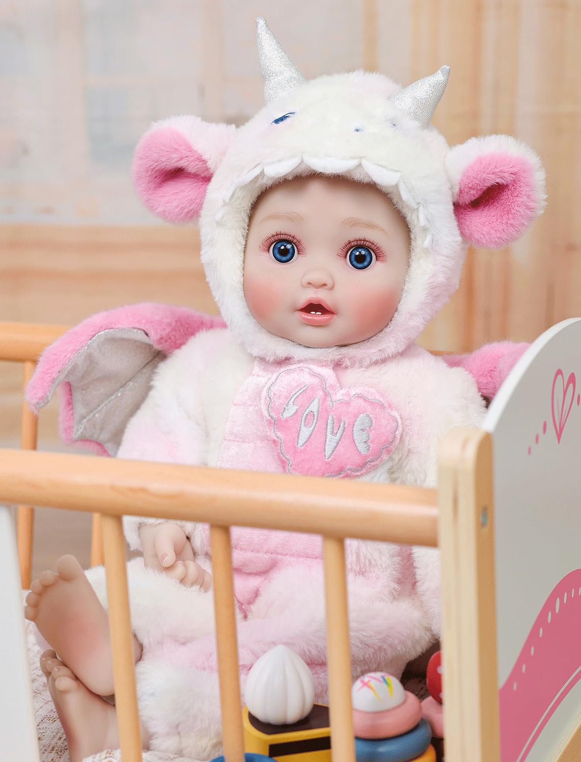 Cloveray Baby Dolls, 18inch Large Realistic Cute Soft Body Baby Doll Real Life Baby Dolls with Accessories for 3+ Year Old Girls Gifts, Pretend Play, Collection, Love Slogan Design