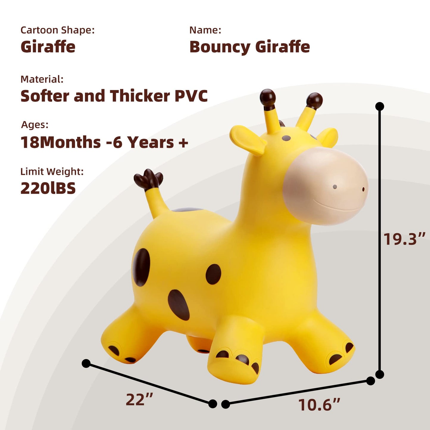 EVERICH TOY Giraffe Bouncy Horse Hopper for Toddlers, Bouncy Animals Jumping Horse, Inflatable Ride on Bouncer Hopping Toys Gifts for Boys Girls 18 Months 2 3 4 5 6 Years Old