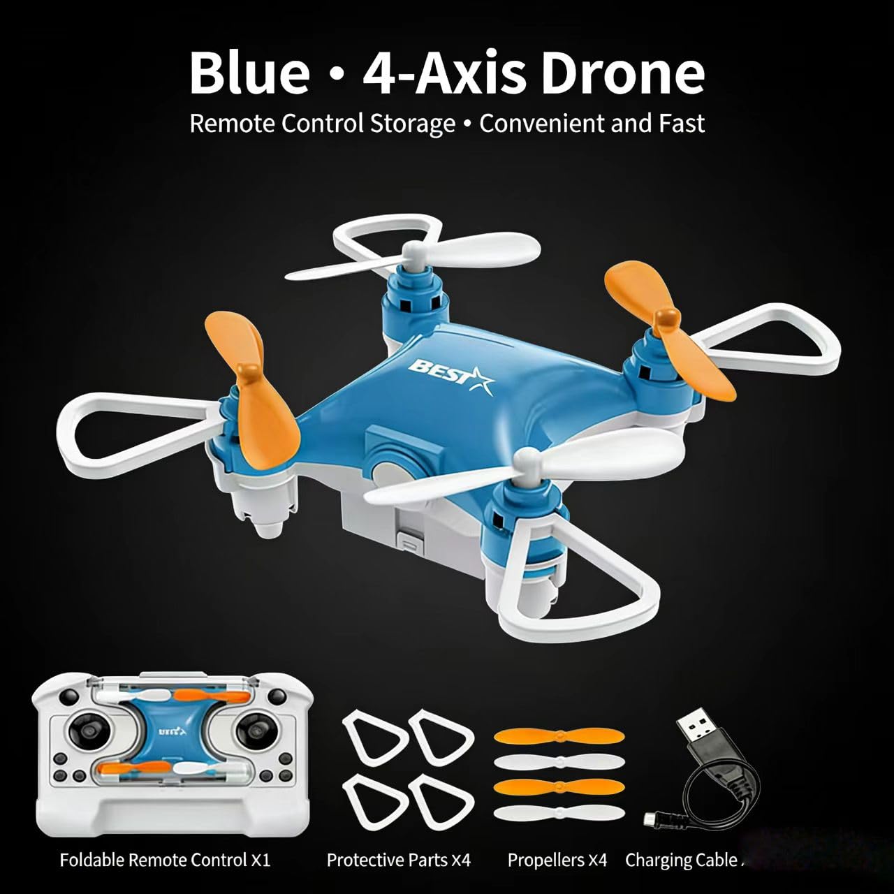 Mini Drone for Kids, Indoor Portable Nano Quadcopter with Altitude Hold, LED Lights, 3D Flips, Easy to Fly Toy Gift for Boys Girls (blue-No camera)
