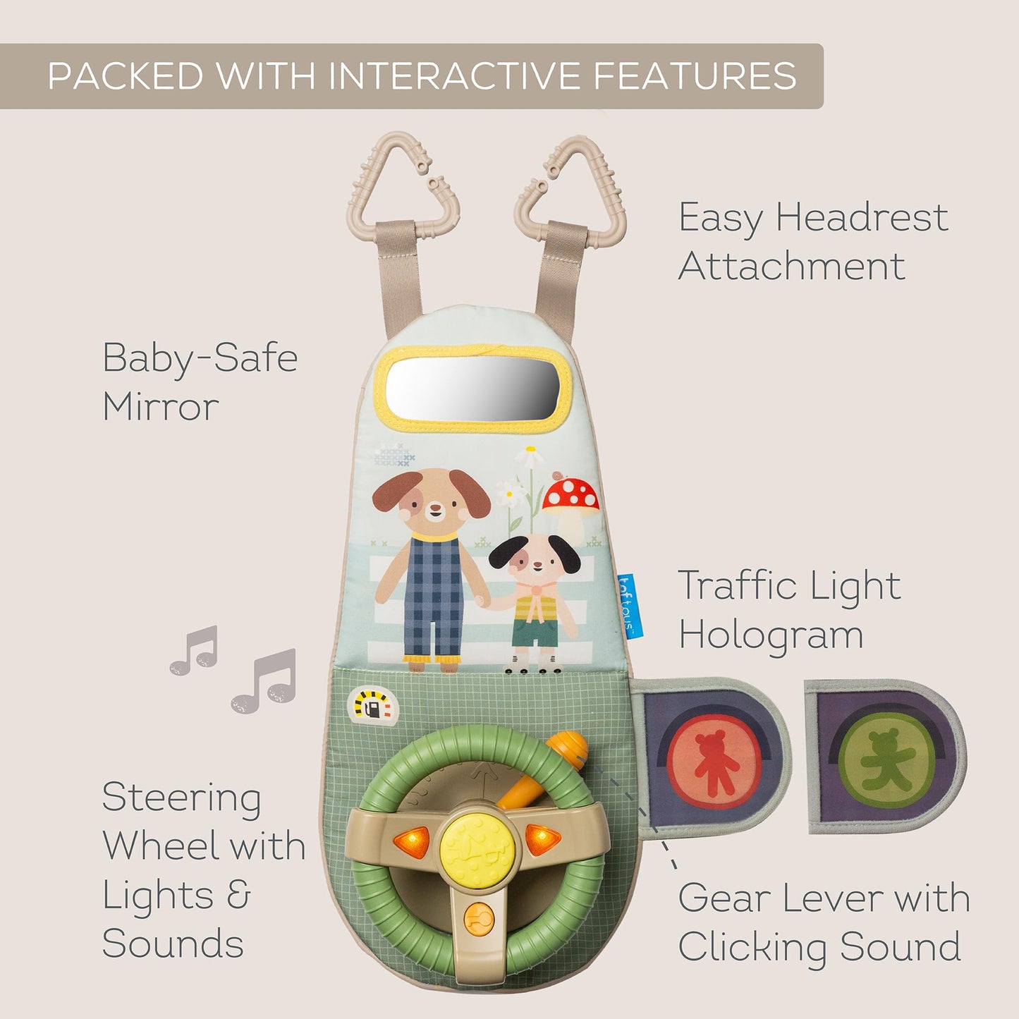 Taf Toys Car Seat Toy - Interactive Baby Infant Car Toys with Lights & Realistic Sounds for Babies - Stimulating Car Travel Entertainment - Perfect for Car Seat & Travel - 0-6-12-18 Months Boy Girl