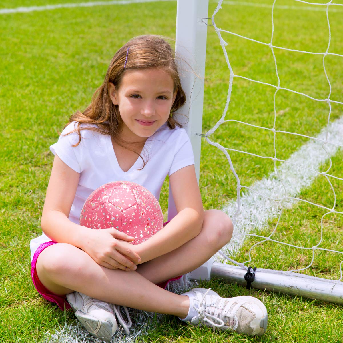 PP PICADOR Size 3 Soccer Ball Glitter Pink Soccer Balls for Kids Ages 3-6 6-8 8-10 Boys Girls Sports Training & Outdoor Play with Pump Gift