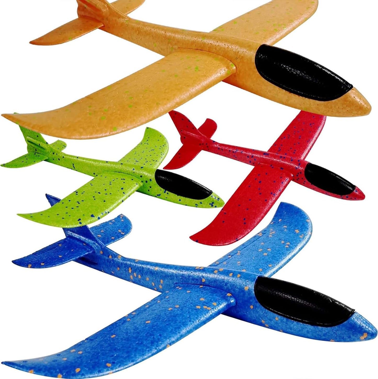PLMMOUT 4 Pack Foam Airplanes,17.5" Large Throwing Foam Plane,Airplane Toys for Kids,2 Flight Mode Glider Plane Outdoor Toys,Foam Airplane Party Favors Birthday Gifts for 3 4 5 6 7 Year Old Boy
