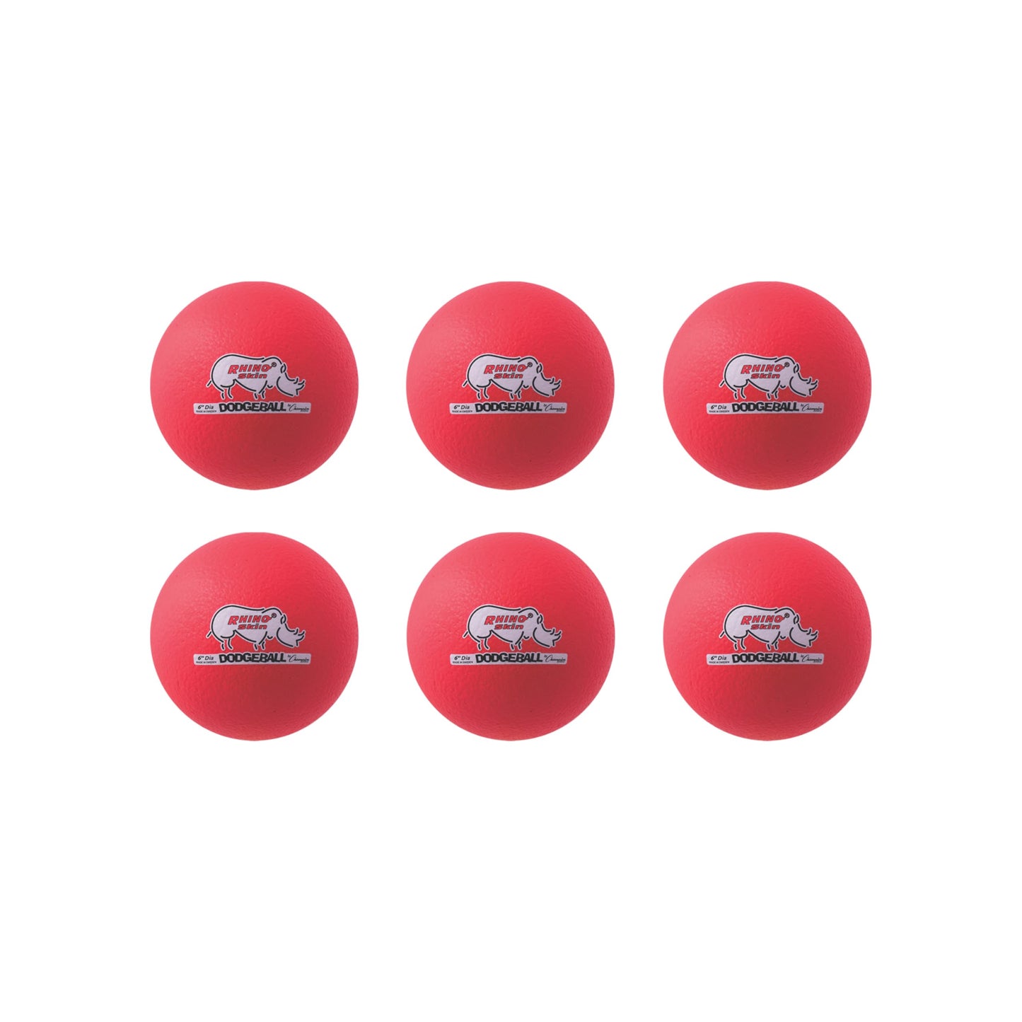 Champion Sports 6" Neon Red Rhino Skin Low Bounce Dodgeball Set