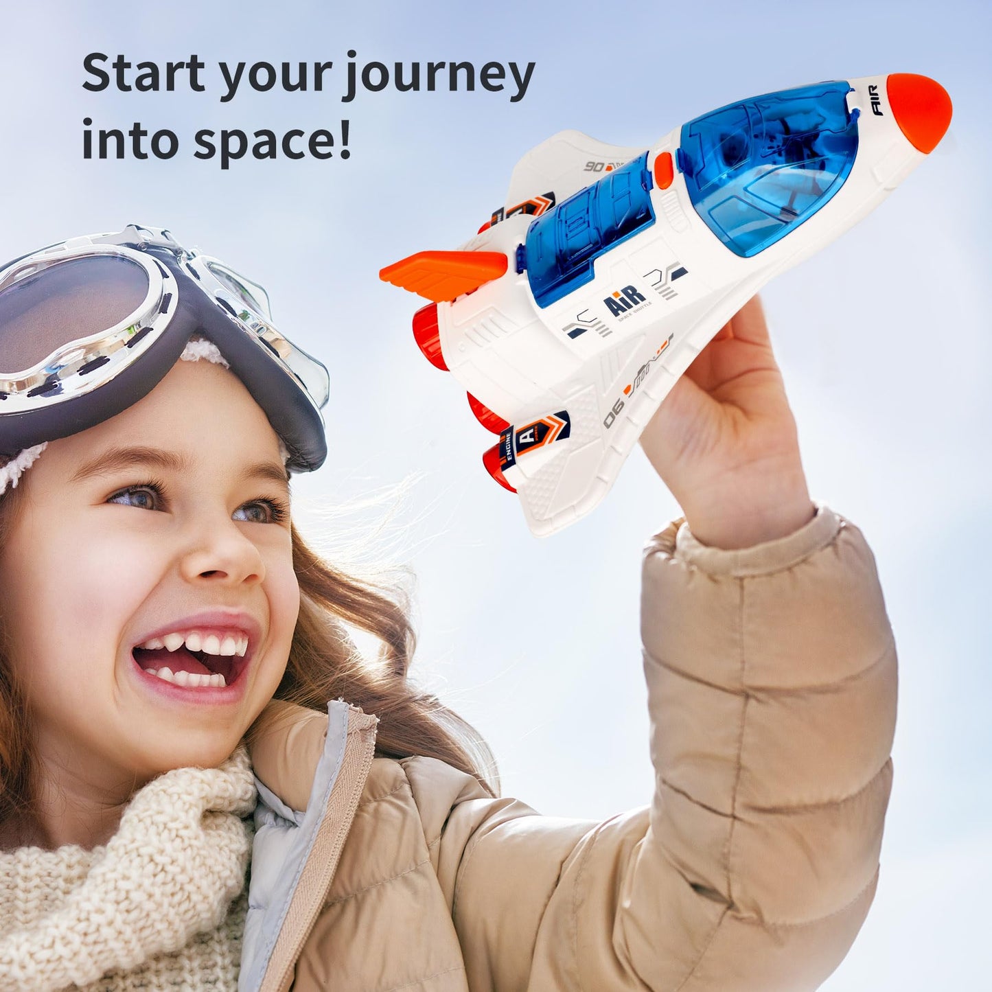 Wbzle Spaceship Shuttle Toy with Astronaut Figure - Fun Rocket Ship Space Toys for Kid, Space Toy for Boys 5-8 Planet Toys with Lights Spray and Sound, Astronaut Exploration Gift