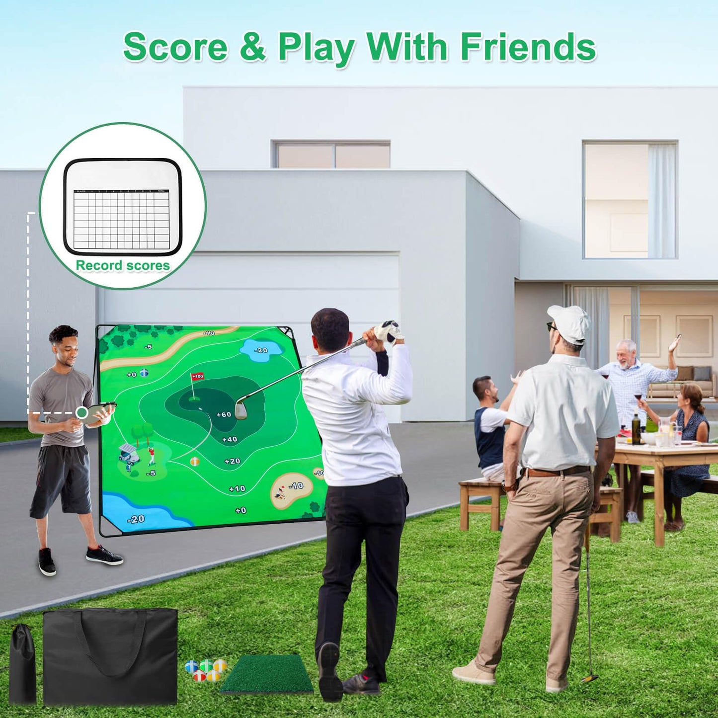 KEMLDIVS Golf Chipping Game Set, 71"x71" Golf Game for Battle Outdoor, Chipping Pong for Backyard with Sticky Balls & Storage Bag