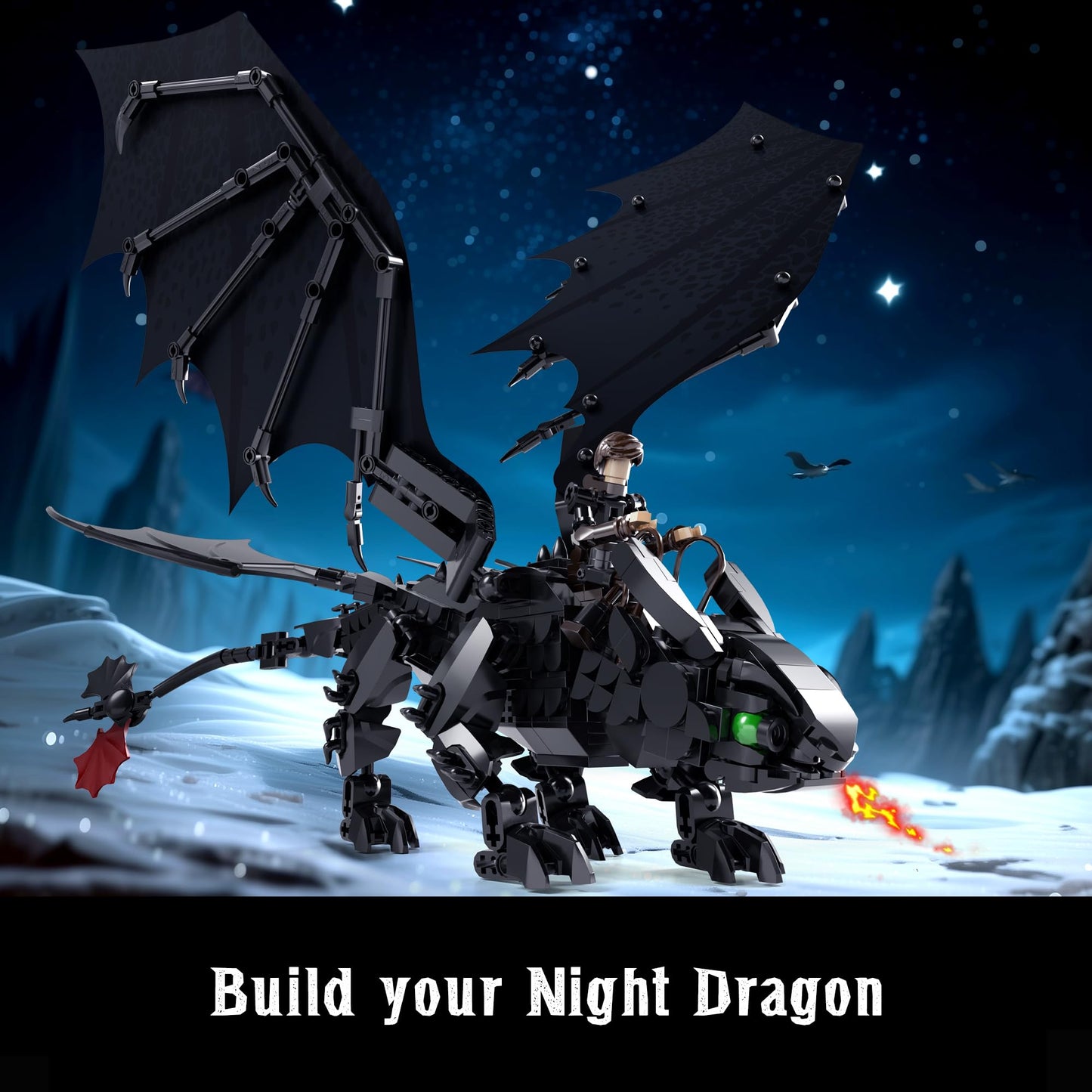 JOJO&Peach Night Dragon Building Sets for Boys Aged 10+, Buildable Toy Kit for Home Décor & Display, Birthday Gift for Teens Adults Girlfriend Mom Wife(940 Pieces)