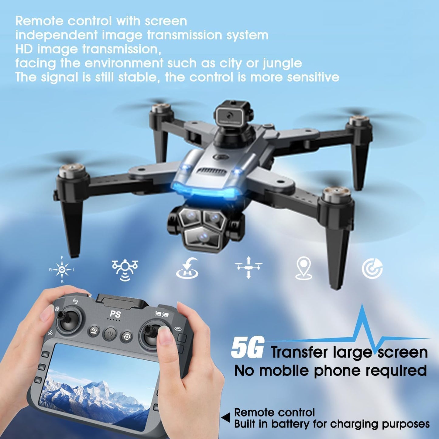 Drone with Camera for Beginners and Adults 4K, Foldable Remote Control Quadcopter, Altitude Hold, One Key Start, 3D Flips, 2 Batteries