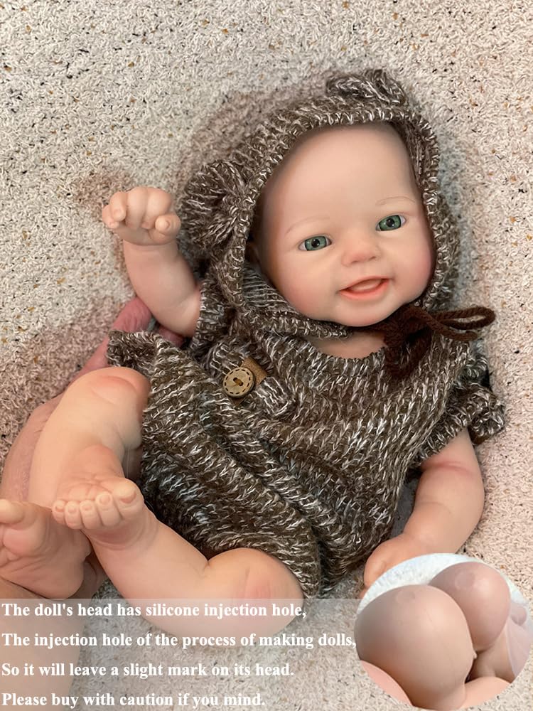 Abenduot Silicone Baby Doll - 16 Inch (Weight 4.4 Lb) Reborn Baby Dolls Silicone Full Body Silicone Weighted Realistic Sleeping Newborn Lifelike Preemie Doll Gift