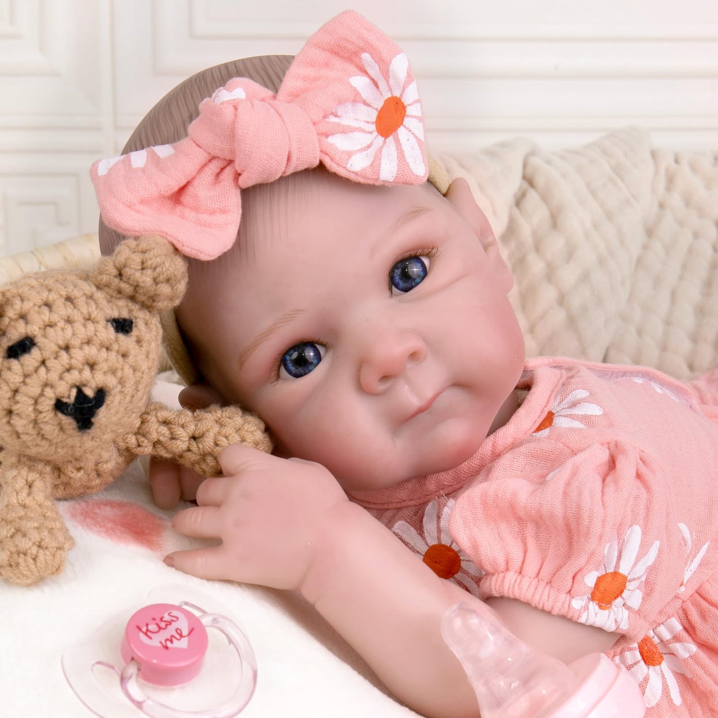 Aori Lifelike Reborn Baby Dolls Girl 20 inches - Realistic Newborn Doll with Soft Cloth Body and Feeding Toy Set, Gift for Seniors, Collectors and Kids 3+