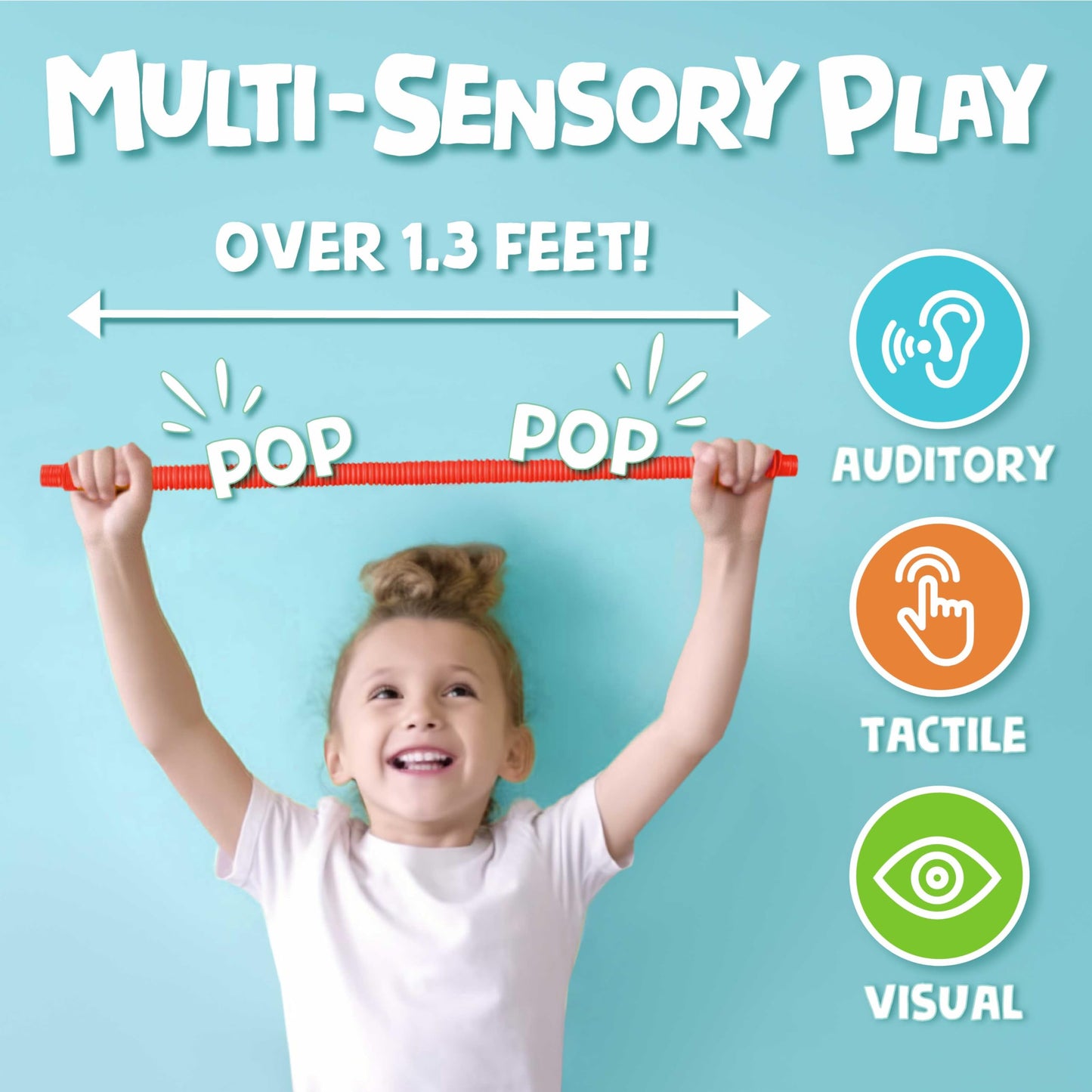 BUNMO Pop Tubes - Sensory Toys - Fidget Toys - Imaginative Play & Stimulating Creative Learning - Hours of Fun for Kids - Tons of Ways to Play - Non-Mouthable Toy 3+ - 8 Pack Small