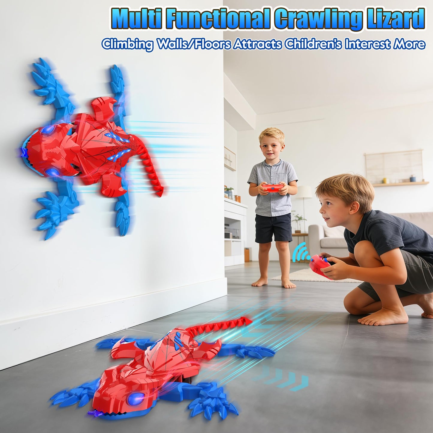 TWFRIC Wall Climbing Gecko Lizard The Rechargeable Remote Control Car Toy - Exciting RC Crawlers for Kids Ages 6+, Unlock Endless Fun, Perfect for Halloween, Christmas & Birthday Gifts (Red)