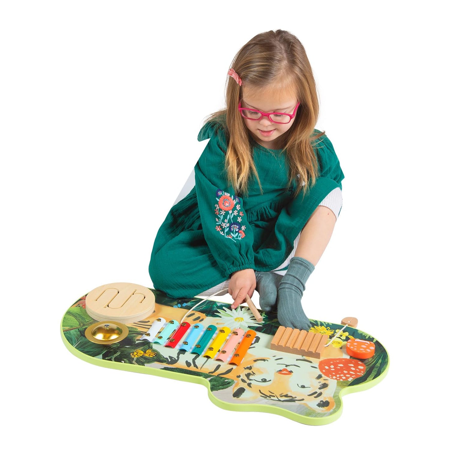 Manhattan Toy Tiger Tunes Wooden Toddler and Preschool Musical Toy Instrument with Optional Wall Mounting