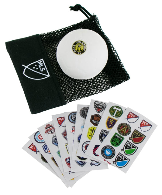 World's Smallest MLS Soccer Ball Set,Officially Licensed by Major League Soccer, Includes a Miniature Soccer Ball, Drawstring Bag, a Sticker Sheet Featuring All 29 Official MLS Team Logos, Ages 6+