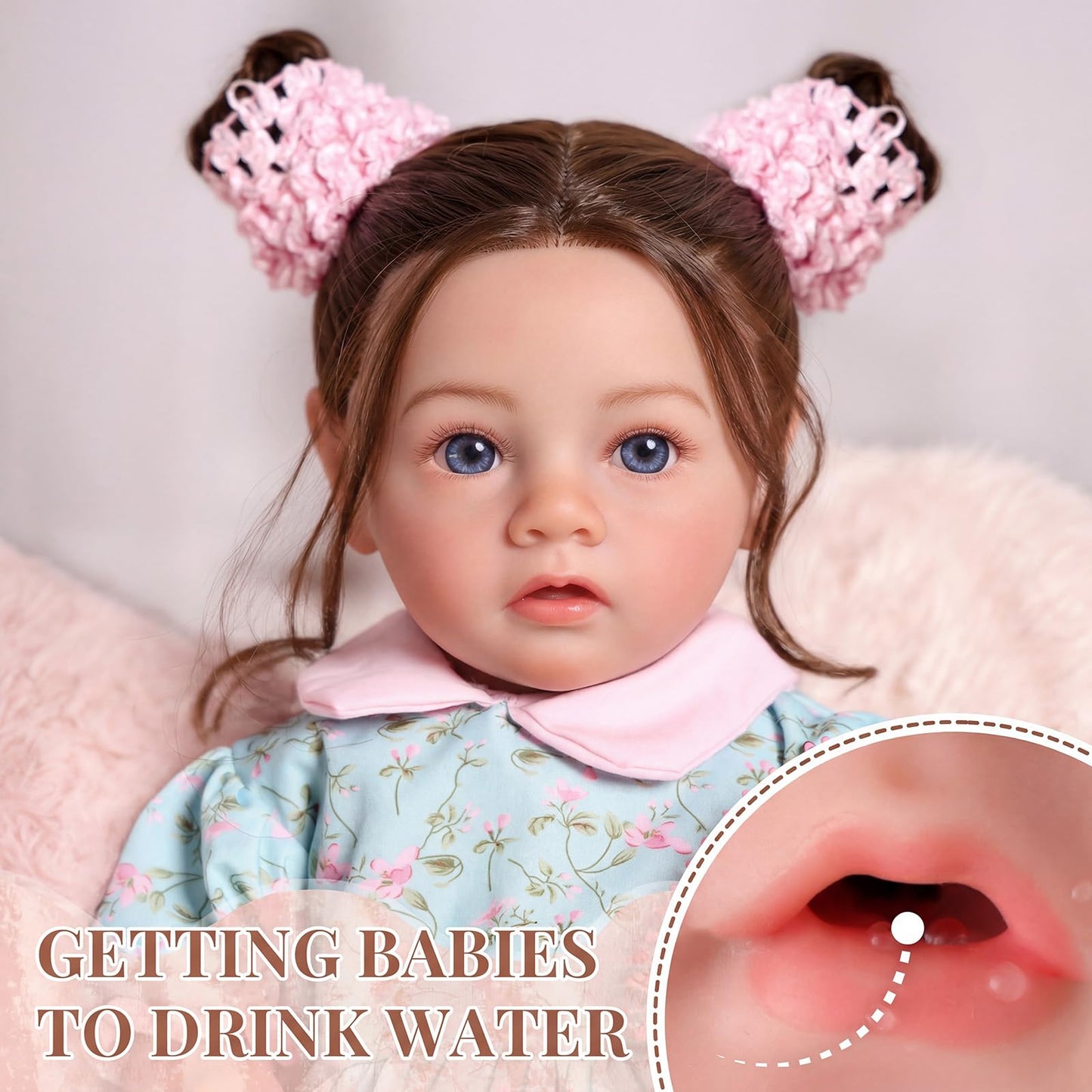 BABESIDE Drink and Wet Reborn Baby Dolls Girl, 20 Inch Lifelike Handmade Soft Vinyl Realistic Doll Can Drink & Pee with Accessories, Gift for Girls Age 3+ Pretend Play & Collection