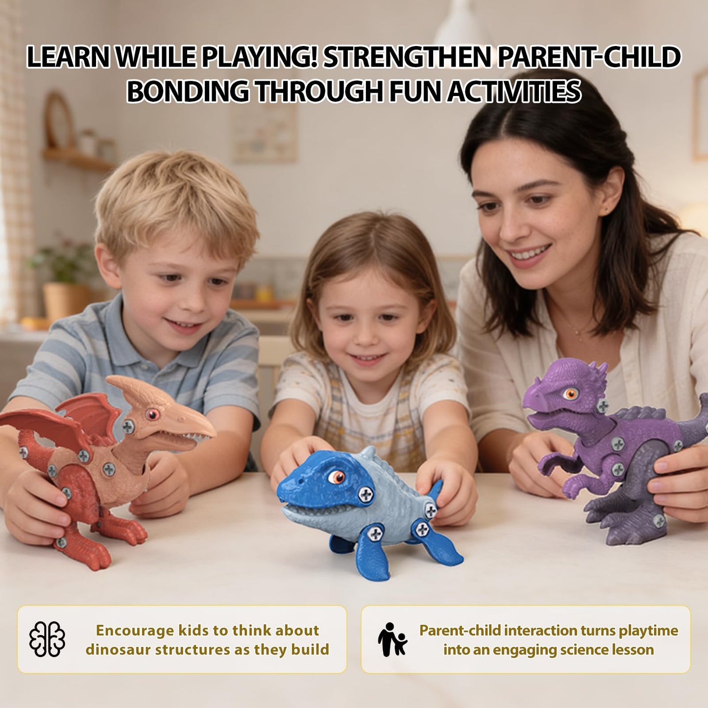 Goldlok Dinosaur Toys for 3 4 5 6 7 8 Year Old Boys,3 Pack Hatching Dinosaur Eggs with Take Apart Dinosaur Toy,STEM Construction Building Toy,Birthday Christmas Easter Gifts for Kids(Random Styles)