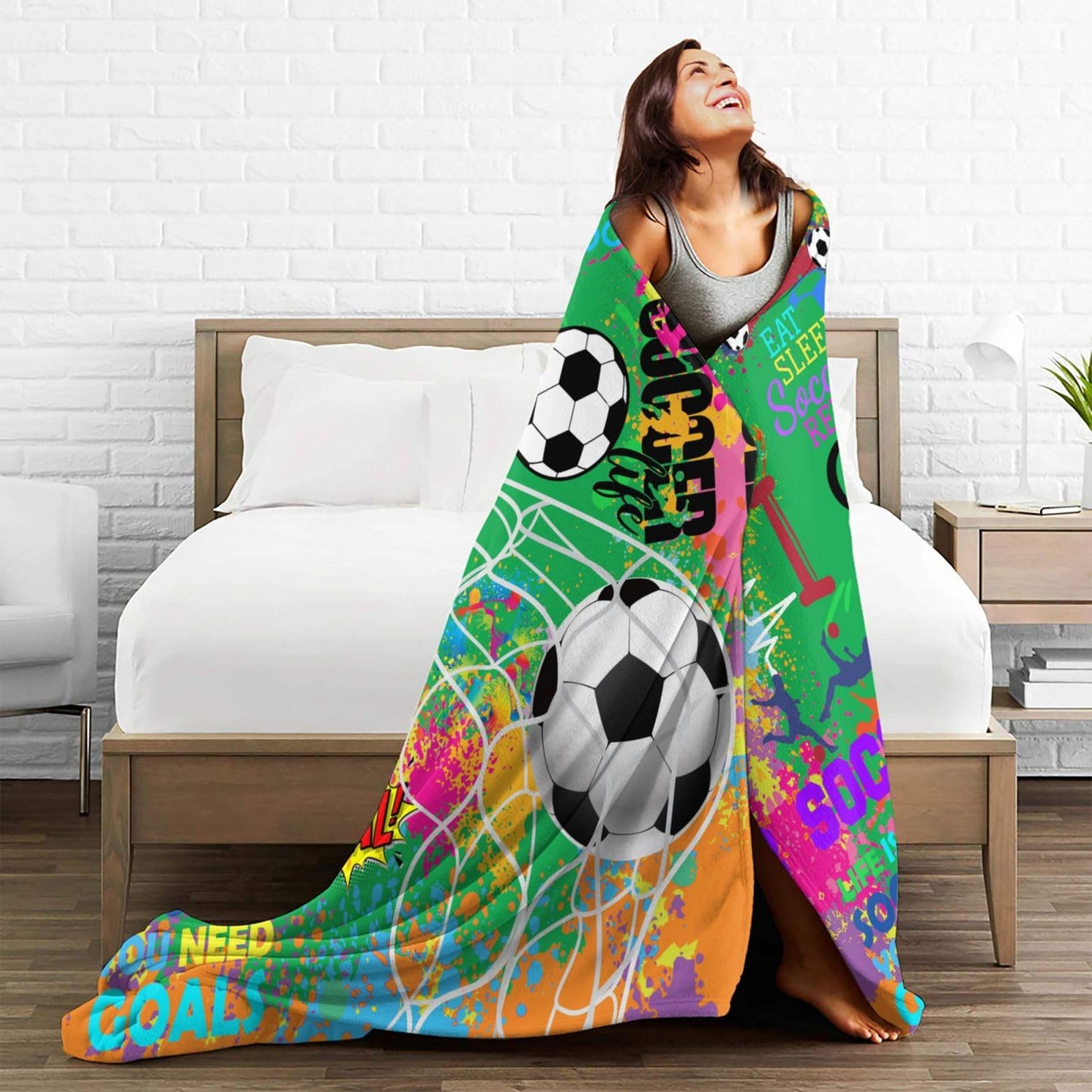 Soccer Blanket Gifts for Girls Women Ultra Soft Flannel Soccer Throw Warm Blanket for Soccers Lovers Gifts Adults Kids 50" X 40"