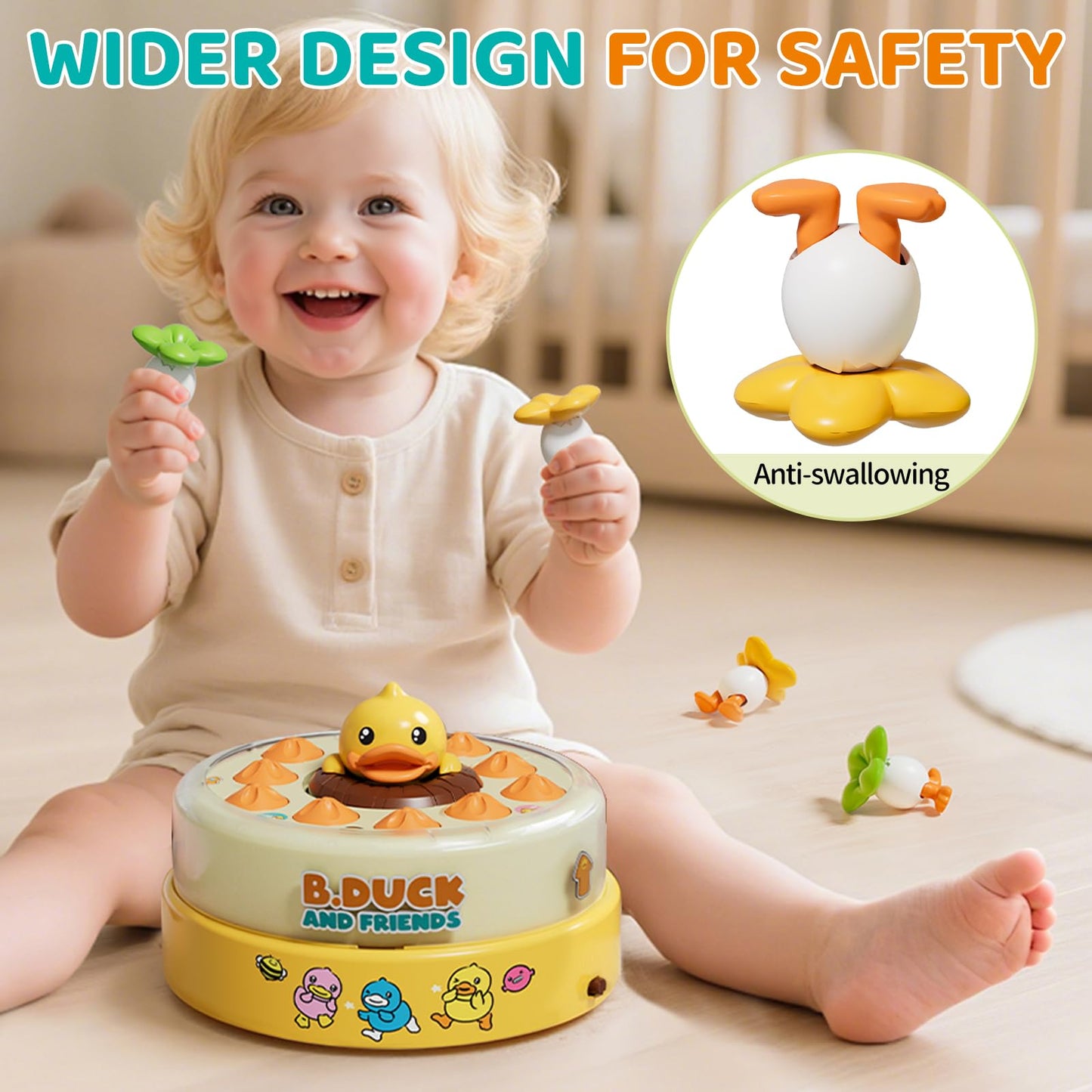 PANITU B.Duck Games, Bounce and Catch Board Game for Kids Age 4-6, Interactive & Music Pop Up Toy for Kid, Duck Games for 5-7 Boys Girls, Birthday Gifts for Toddlers 3-5