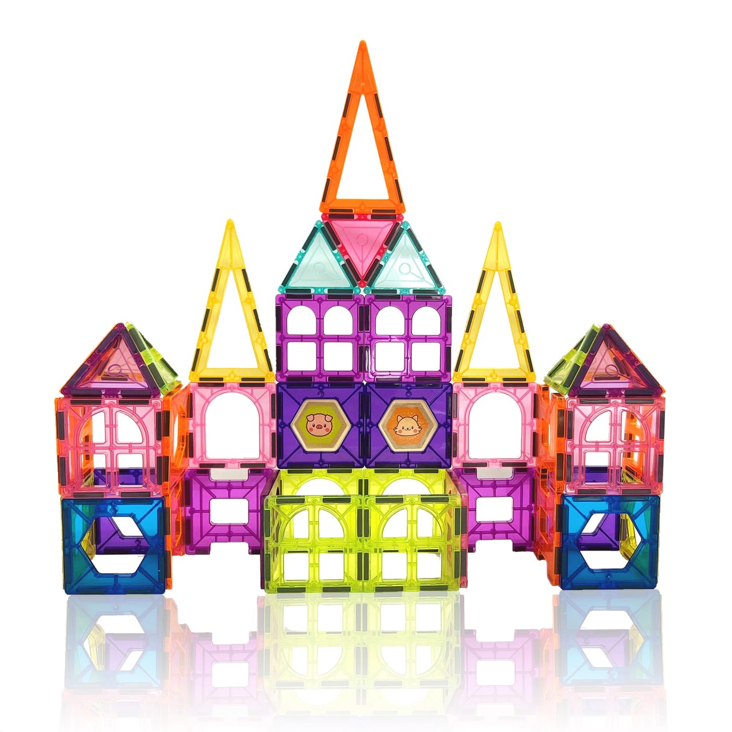 Contixo ST4 Magnetic Tiles - 112 PCs 3D Building Blocks STEM Construction Creativity, Imagination, Recreational, Educational Building Toys for Kids Children Toddler Ages 4-8, Boys and Girls Age 3-5