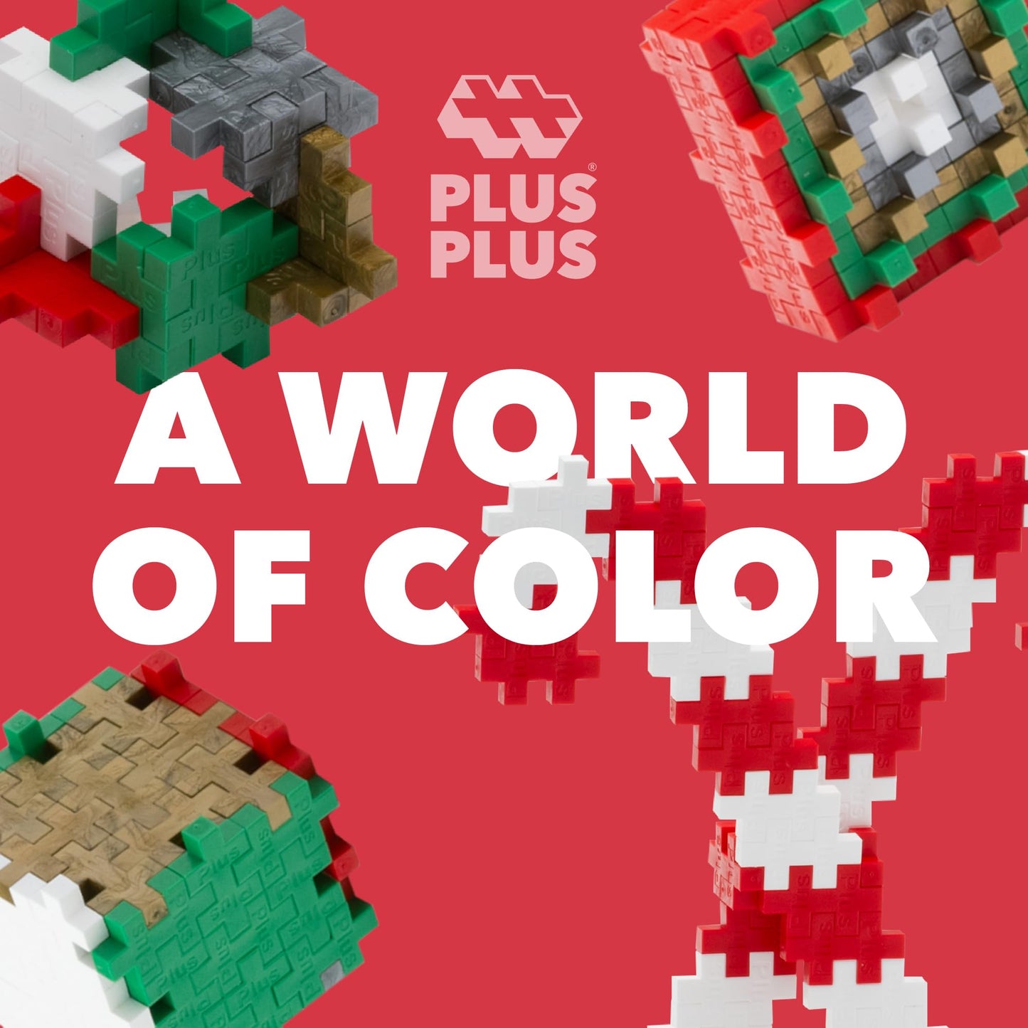 PLUS PLUS 240 Piece Holiday Mix Tube - Mini Interlocking Building Blocks Set, Stem Toys for Kids - Sensory Bin Fillers/Math Manipulatives Classroom Must Haves Gifts for Boys & Girls