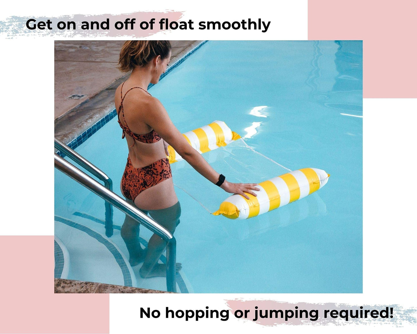 Inflatable Swimming Pool PVC Float Lounge, Yellow | Multi-Purpose Water Hammock, Mesh Lounge Chair, Drifter, Saddle | Portable Sunbathing Pool Accessories