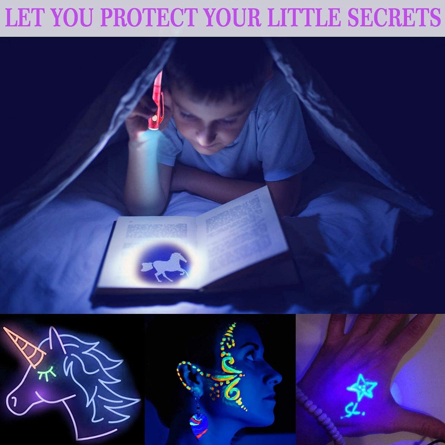 iGeeKid 24 Pack 2 Style Invisible Ink Pen with UV Black Light Secret Spy Pens for Secret Messages, Magic Disappearing Ink Markers School Supplies Kids Party Favors Boy Girl Exchang Patriotic