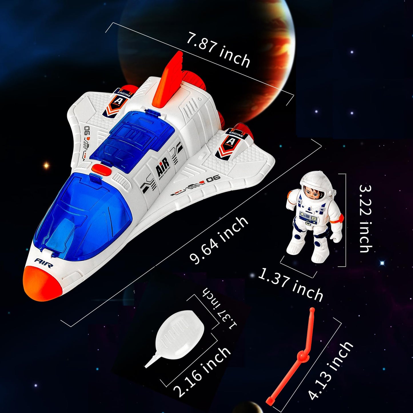 Wbzle Spaceship Shuttle Toy with Astronaut Figure - Fun Rocket Ship Space Toys for Kid, Space Toy for Boys 5-8 Planet Toys with Lights Spray and Sound, Astronaut Exploration Gift