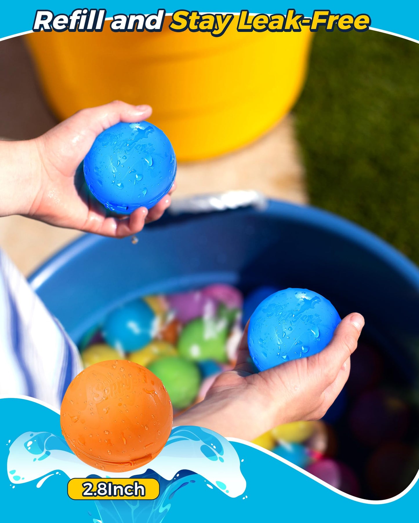 Tlitlimom 16Pcs Reusable Water Bomb Balloons, Pool Beach Toys for Kids ages 3-12, Summer Toy Water Toy for and Girls, Outdoor Activities Water Games Toys Self Sealing Water Splash Ball for Fun