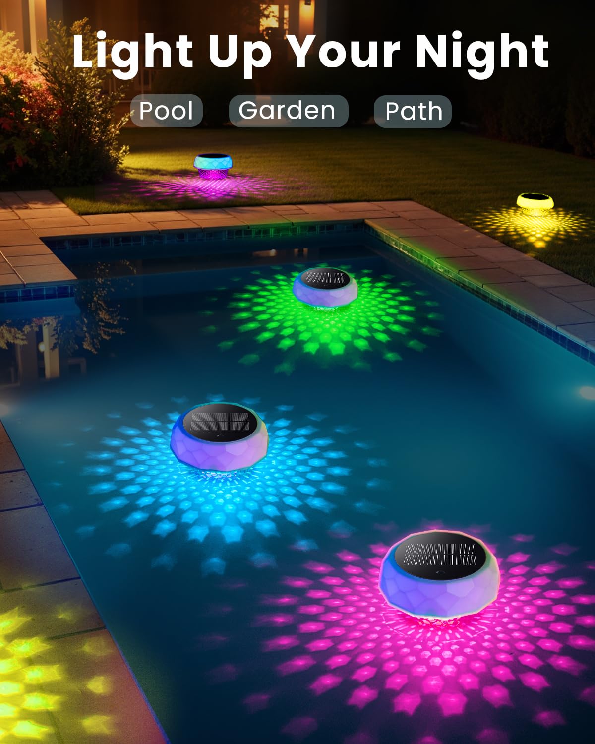 Kaoer Floating Pool Lights, Rechargeable Solar Lights with Remote Control, Pool Lights that Float with RGB Dynamic Lighting, IP68 Waterproof LED Pool Lights Decor for Hot Tub Pool Garden Party