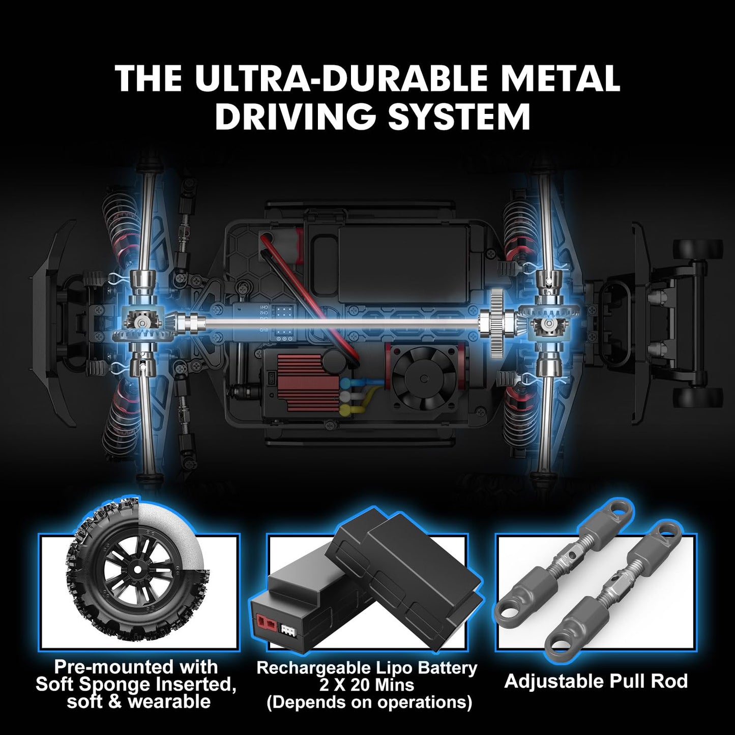 HYPER GO H16BM 1/16 RTR Brushless High Speed Electric 4X4 Off-Road Fast RC Car, Max 42mph, RC Truck, Remote Control, 2 Lipo Batteries for Adult, Compatible with 3S Lipo