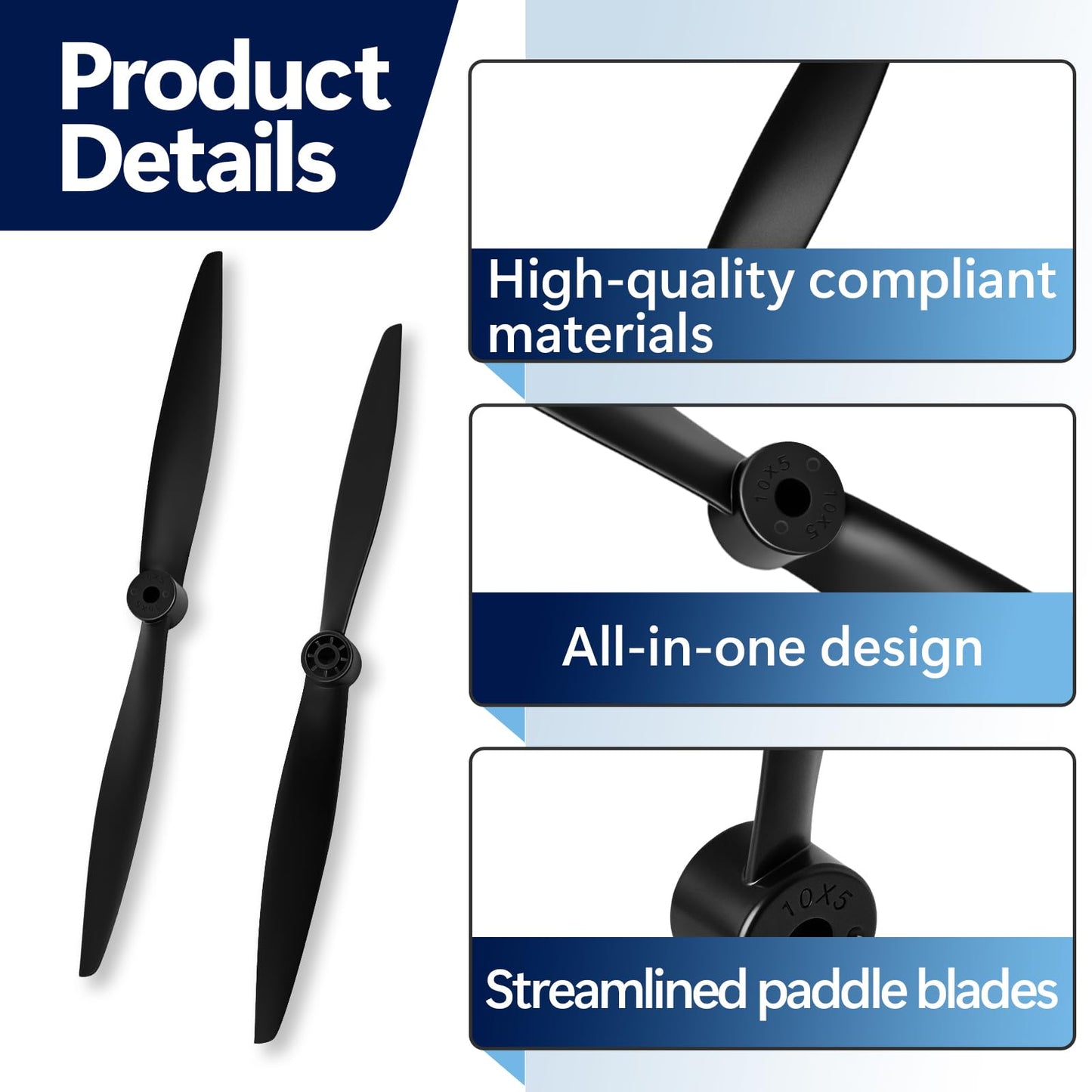 CuraceQ 3Pcs Propeller 10x5 2-Blade Prop Compatible with FMS, RC Propeller Compatible with FMS 1200mm Super EZ and 1220mm Ranger FMSPROP022