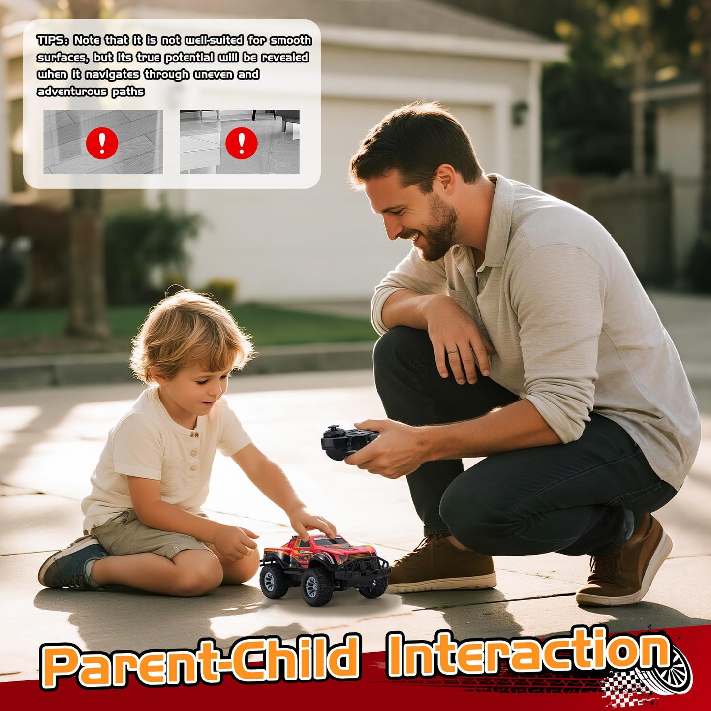 JOYBLI Remote Control Cool Off-Road Vehicle Truck, 2.4GHz RC Car with LED Lights, 1:20 Scale Off-Road Vehicle, Red RC Truck,Remote Control car from a Long Distance,Gifts for Children (RED)