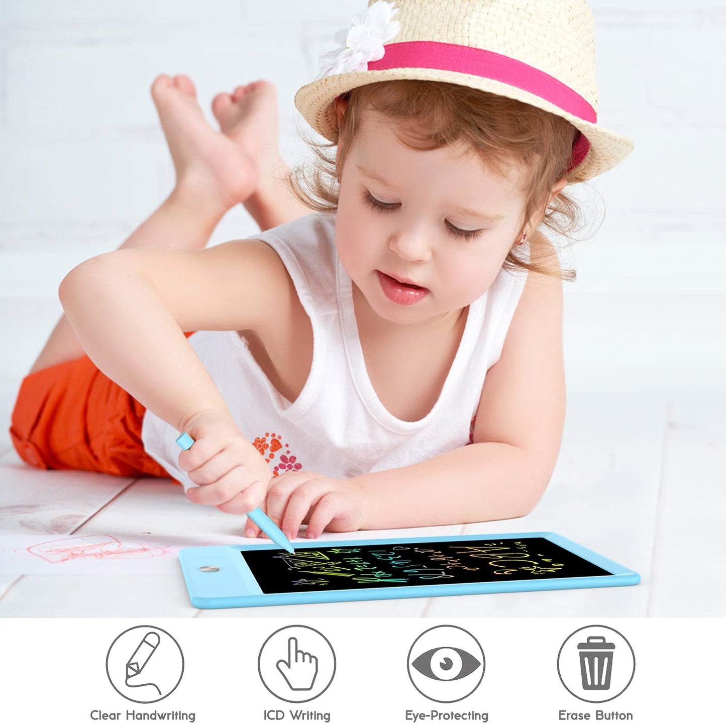ORSEN 10 Inch LCD Doodle Board Writing Tablet for Kids - Colorful Drawing Pad and Educational Toy Gift for 3-6 Year Old Boys and Girls