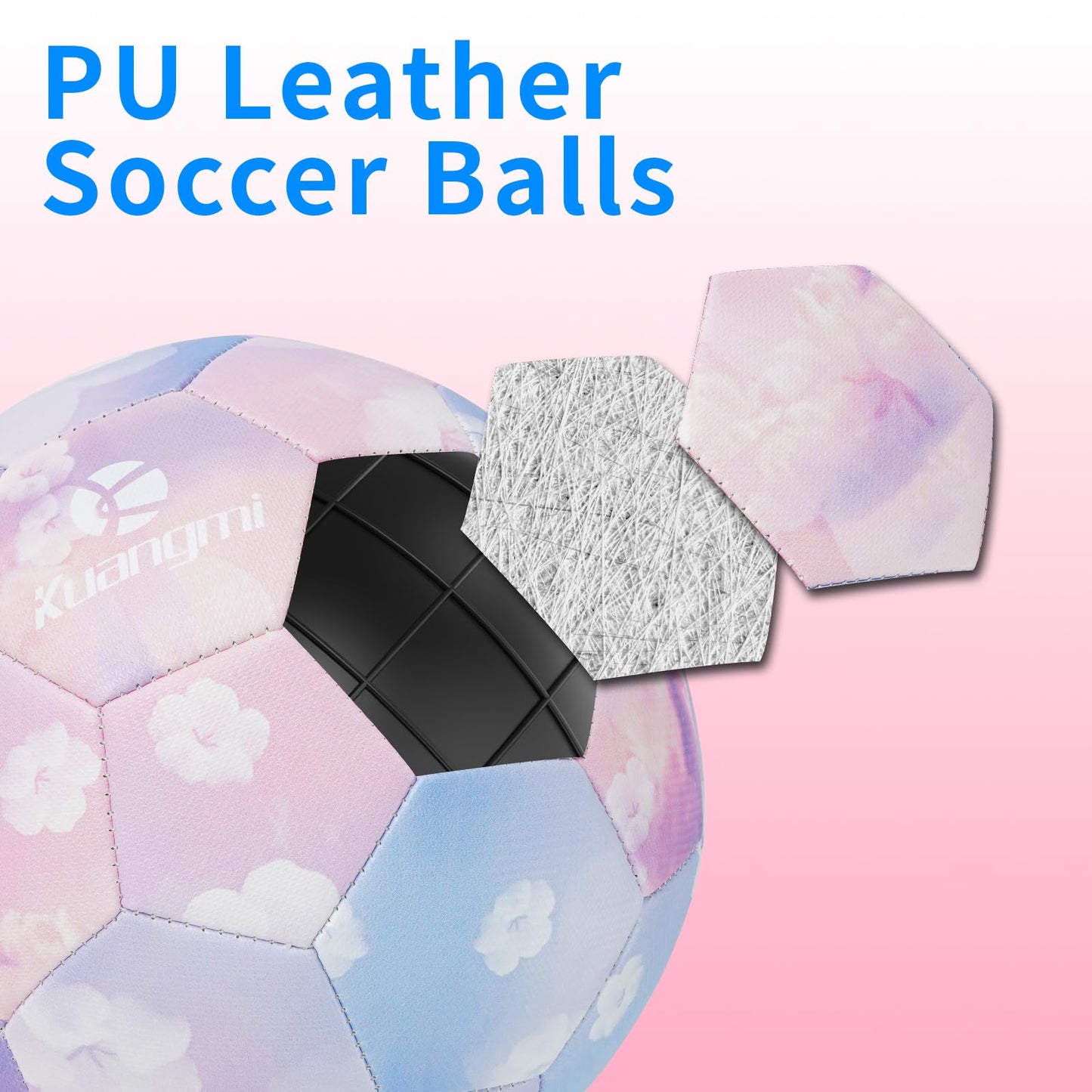 Kuangmi Soccer Ball, Official Size 5 Match Ball, Youth & Teenager & Adult Soccer Players, Sports Training Playing Practice Game Ball(Marshmallow)