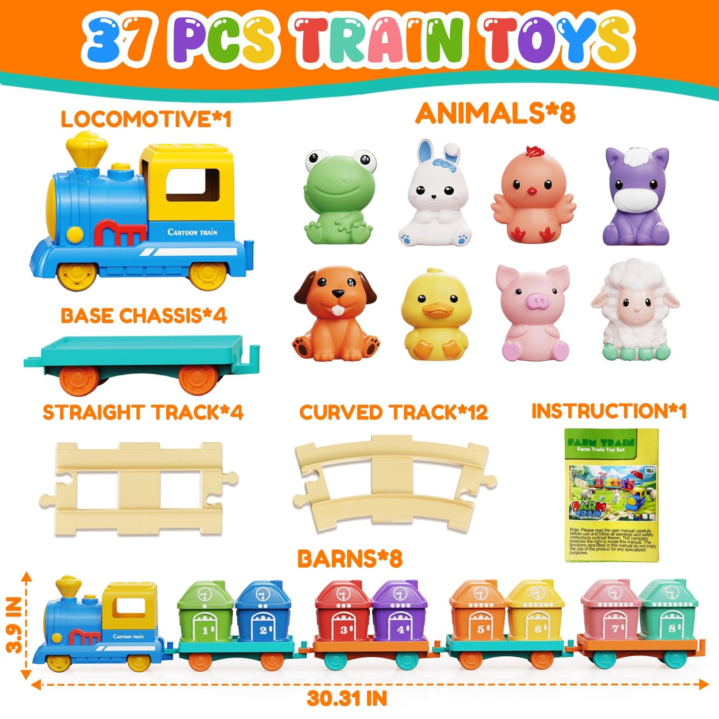 Toddler Boy Girl Toys 1-2-3, Train Set for Toddlers 2-4 with Music & Light, Toys for 1 2 3 Year Old Boy Girl, Counting Matching Sorting Montessori Learning Toy, 1 2 3 Year Old Boy Girl Birthday Gifts