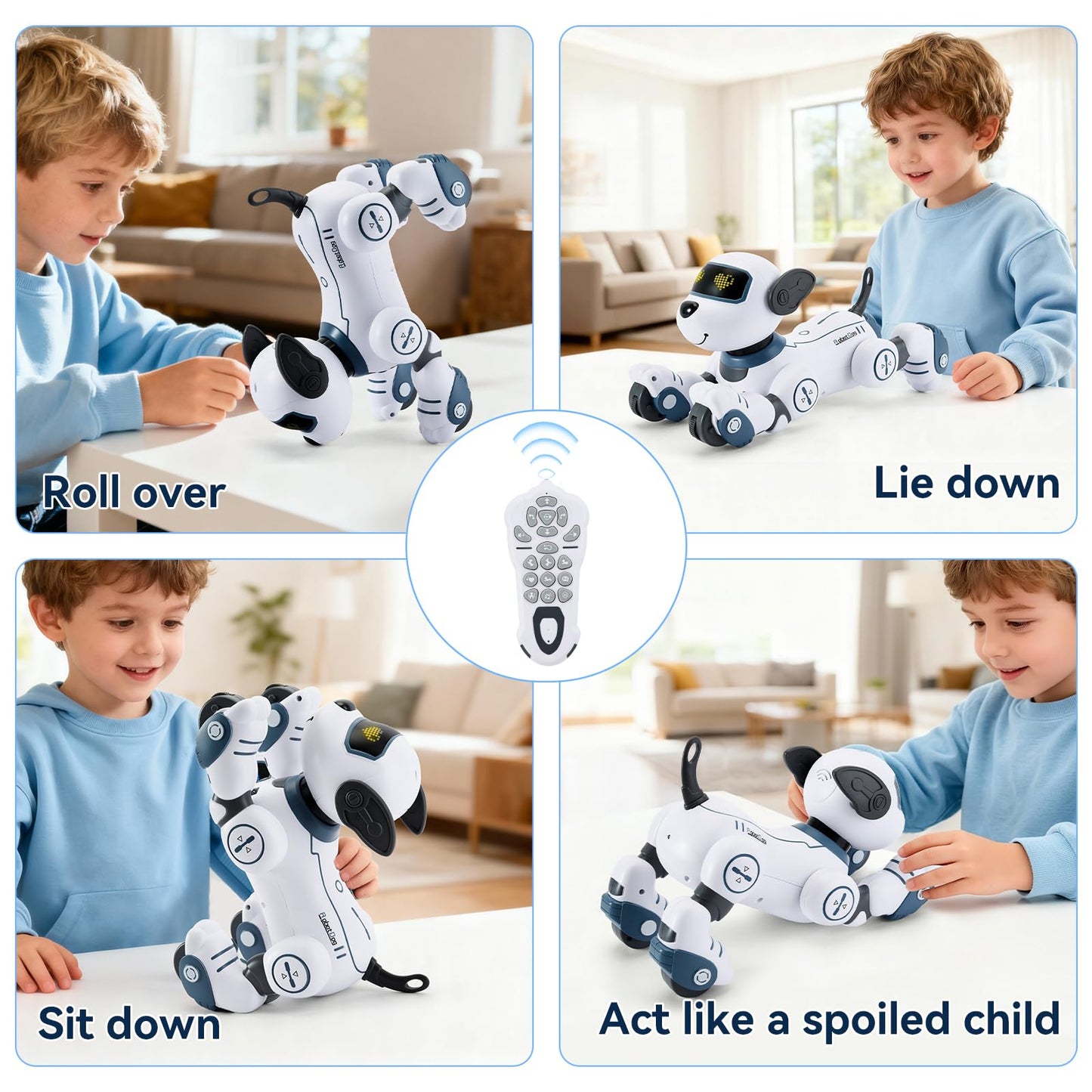 FUUY Robot Dog for Kids Robot Dog Remote Control Toy Interactive Robot Pet Robotics Toys Intelligent Robo Dog Programmable Sing & Dance Design Birthday Gifts Kids Age 3 5 4-6 Year, Blue