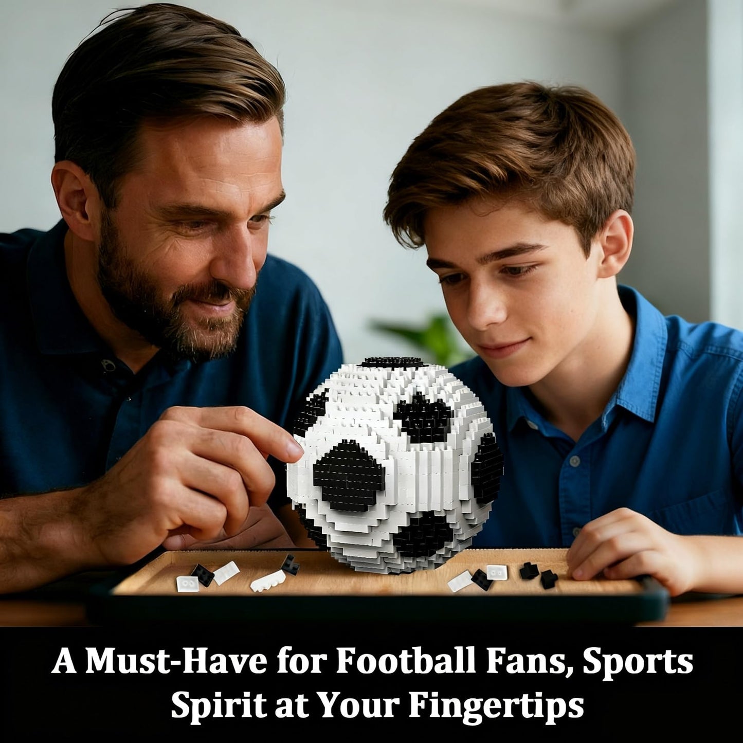 RUVARA Soccer Ball Building Set - Challenging STEM Educational Micro Bricks Toy Office Home Sports Decor, Birthday Gift for Adults Teens (850PCS)
