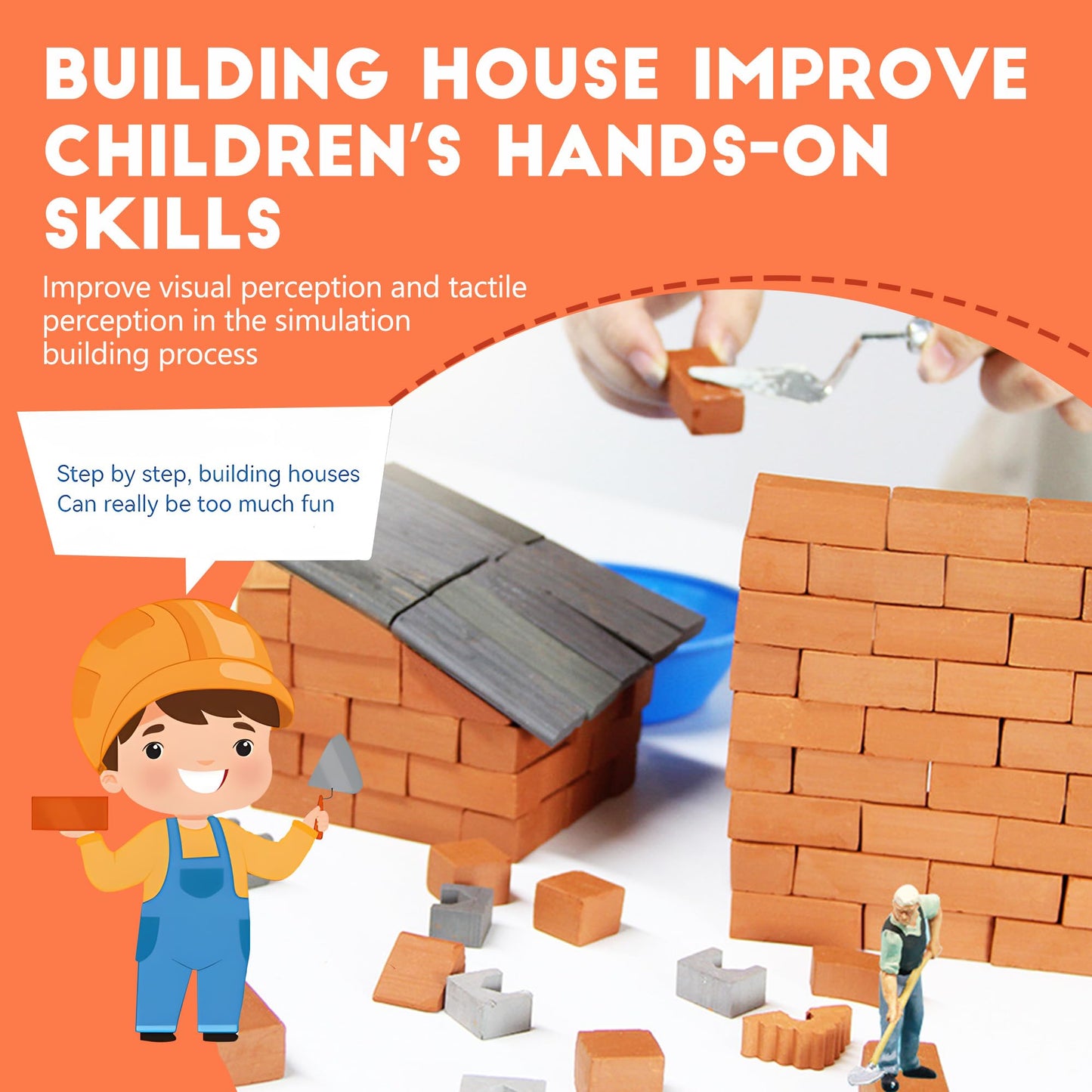 ROHSCE Brick and Mortar Construction Set, DIY House Building Kit for Kids, Realistic Mini Bricks STEM Building Toy, Creative Engineering Toy for Boys and Girls