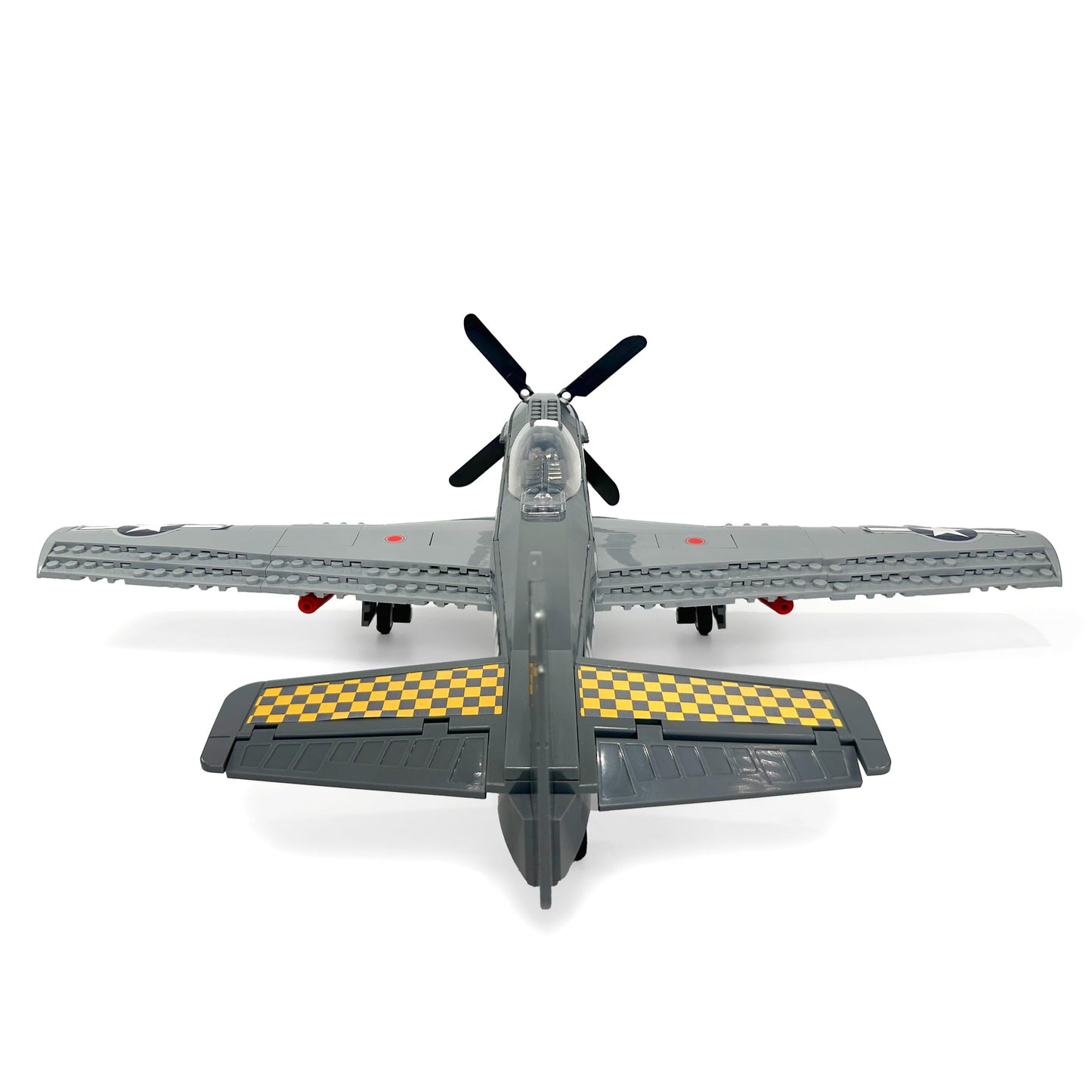 General Jim's WWII US P-51 Mustang Historical Fighter Plane Brick Building Blocks Set, 258 Pieces, 1:25 Scale, Spinning Propeller, Adjustable Flaps, Compatible with Major Brick Brands, GJ-P51