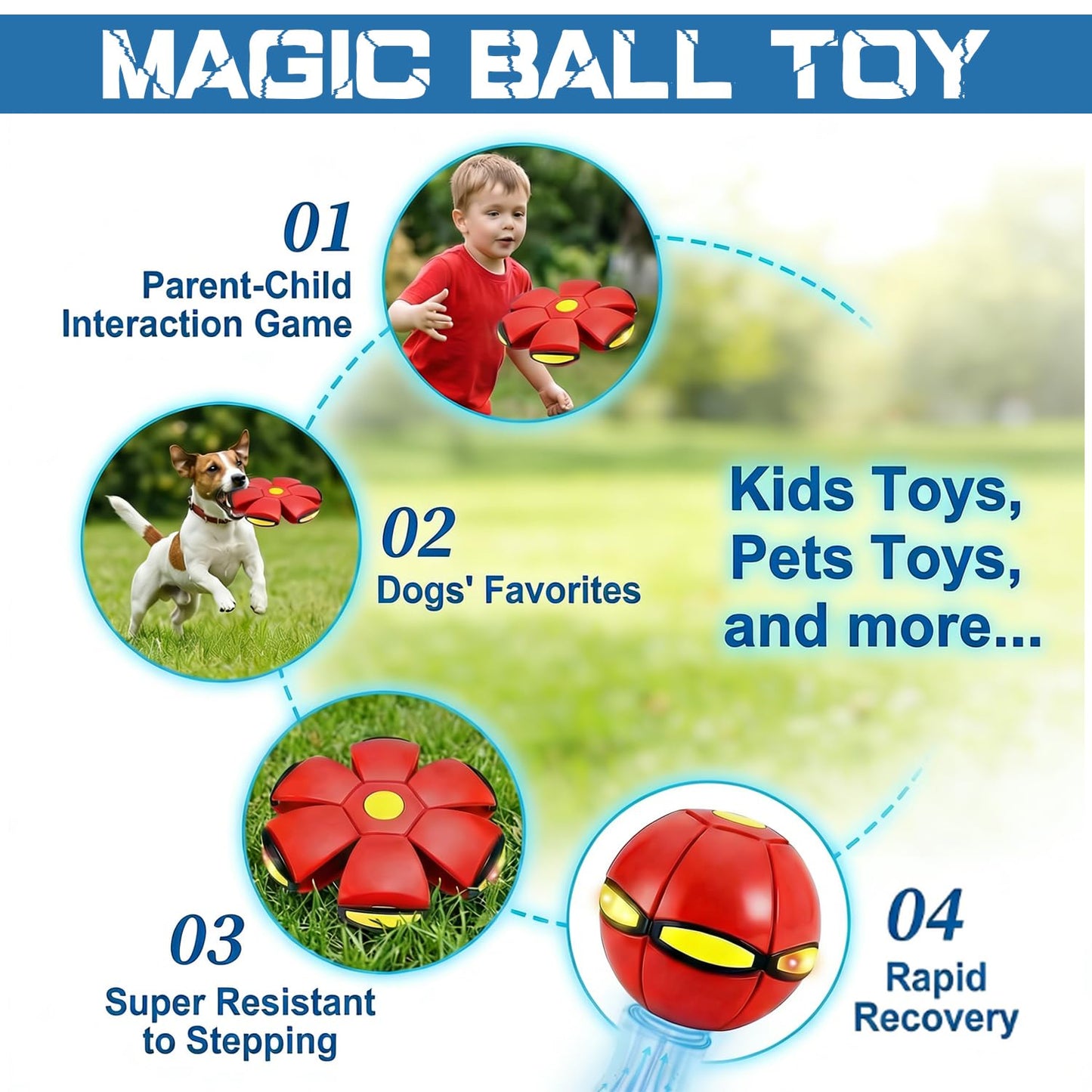 Magic Ball,Magic Meta Ball,Magic Bouncing Balls with 6 Light, Dual Form Freely Switchable,Pet Flying Saucer, Foldable,Suitable for Indoor & Outdoor Use(Green)
