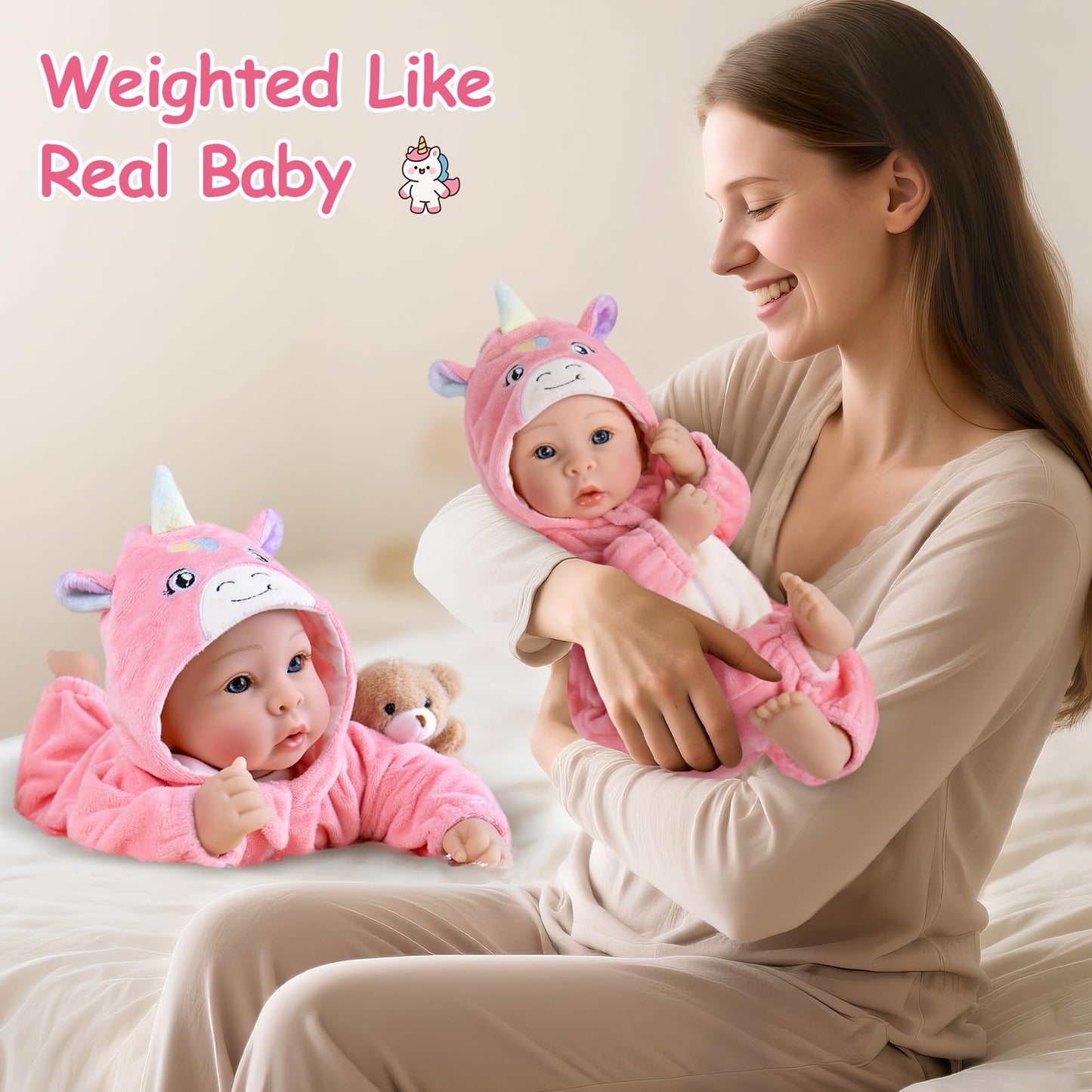 Aori 17 Inch Baby Dolls Realistic Doll with Ultra Real Life Soft Body & Pink Outfits for Girls 3+ | Pretend Play, Dress Up, Nursery Decor