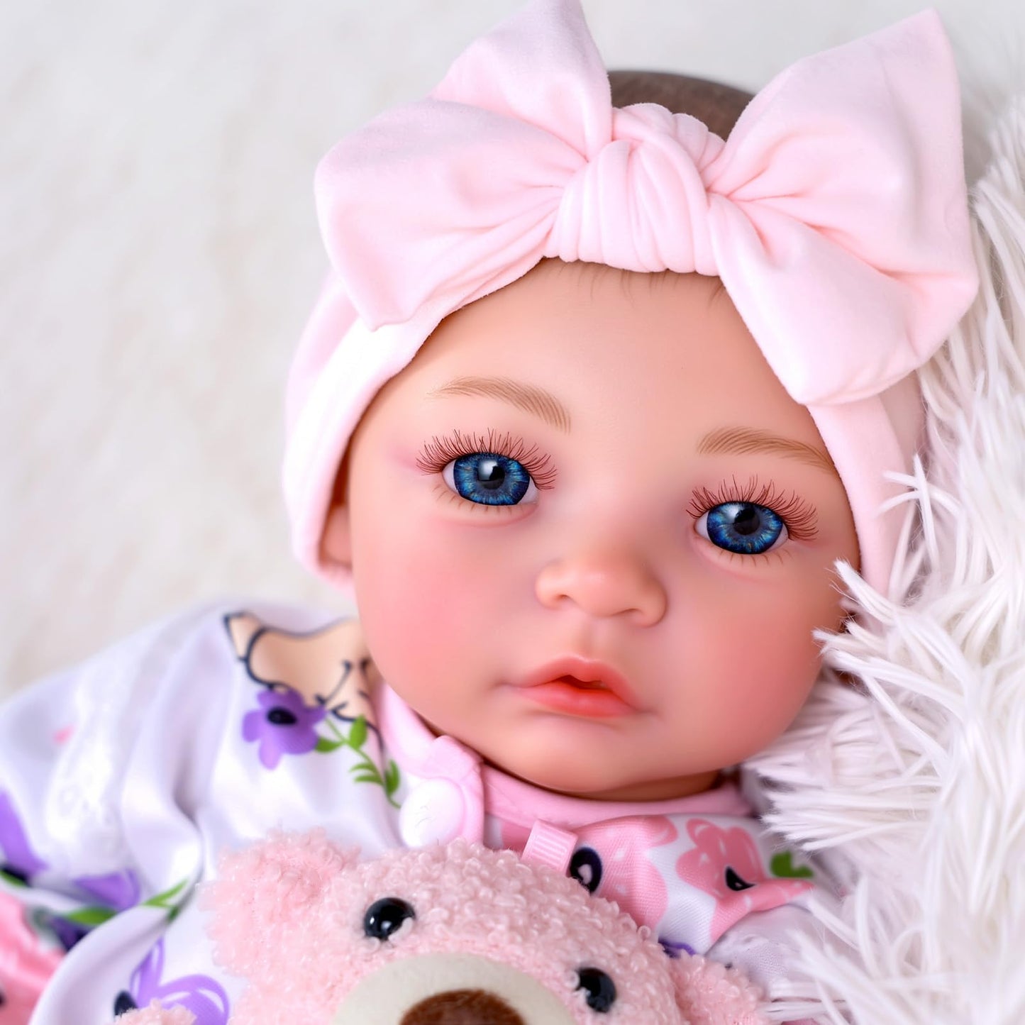 BABESIDE 18-Inch Reborn Baby Doll Girl – Realistic Lifelike Bebe Reborn de Silicona with Bunny Outfit, Magnetic Pacifier, Bottle, Diaper & Birth Certificate, Real Life Baby Dolls Gift for Kids Ages 3+