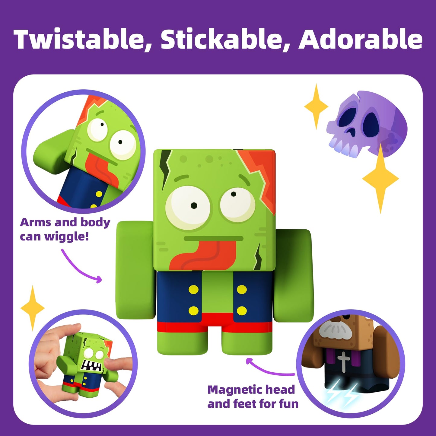 GobiDex 108PCS Magnetic Blocks & Figures Crew Playset, Build Weird Monster MagWonder with STEM Building Toys, Pretend Play Montessori Gift for Boys and Girls 3+ Years Old