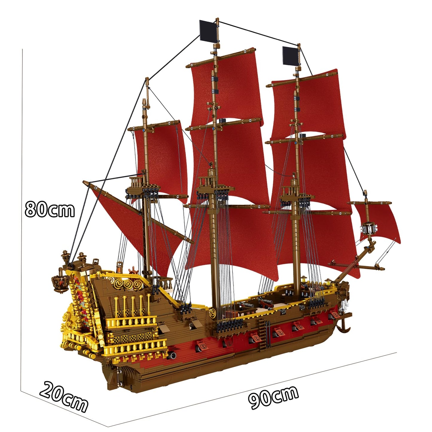 Miabrixbrix Queen Anne's Revenge Pirate Ship Model Kit Length 90cm, Pirates Building Boat Set for Adults & Collections Enthusiasts, Display Ship with Detachable Decks 4400+PCS